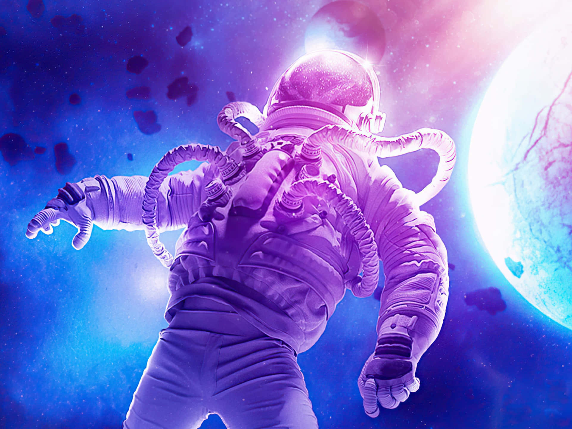Fortnite Galaxy, astronaut, vibrant purple and blue space, Full HD Desktop Wallpaper