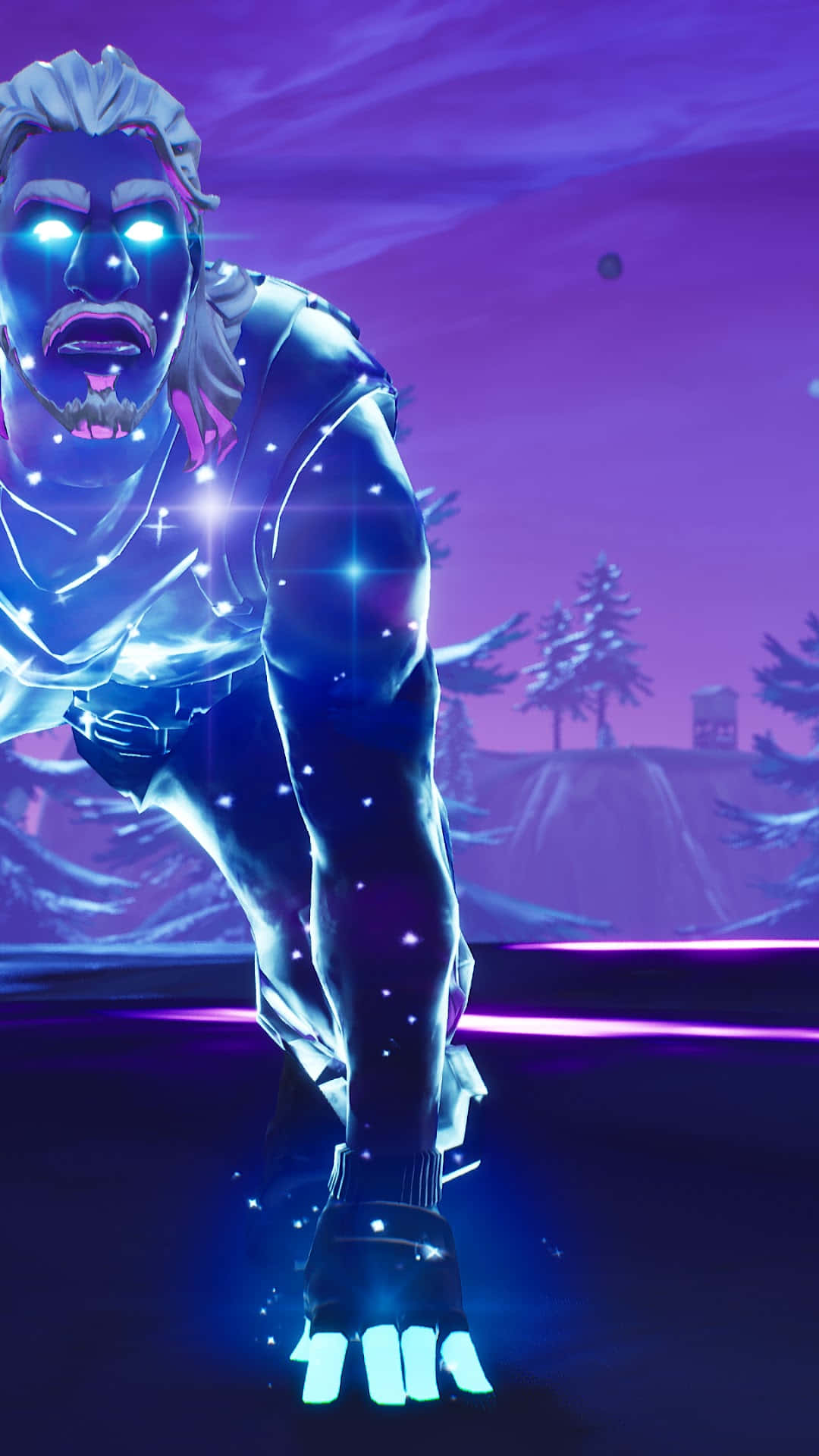 Fortnite Galaxy, glowing blue armored warrior, starry skin, Full HD Phone Wallpaper