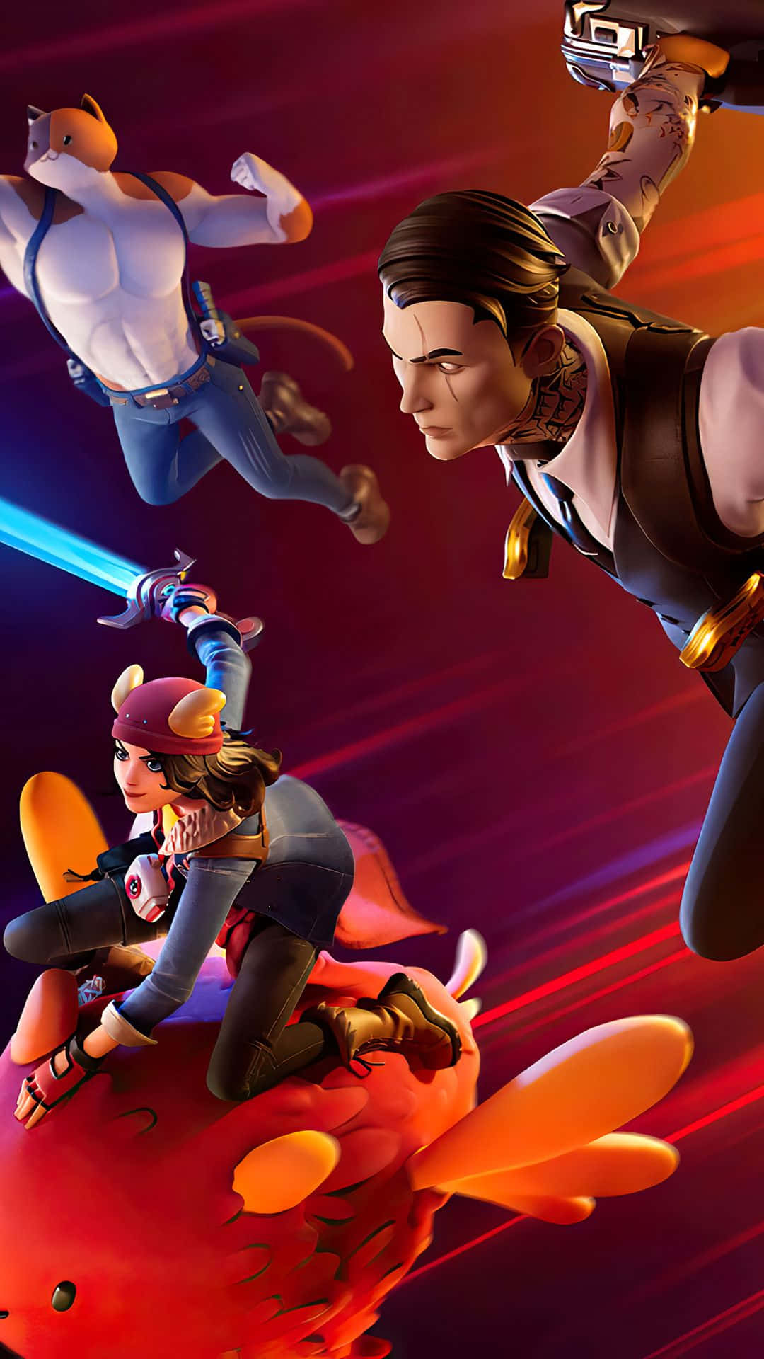 Fortnite Phone, Fortnite, glowing red and purple background, Full HD Phone Wallpaper