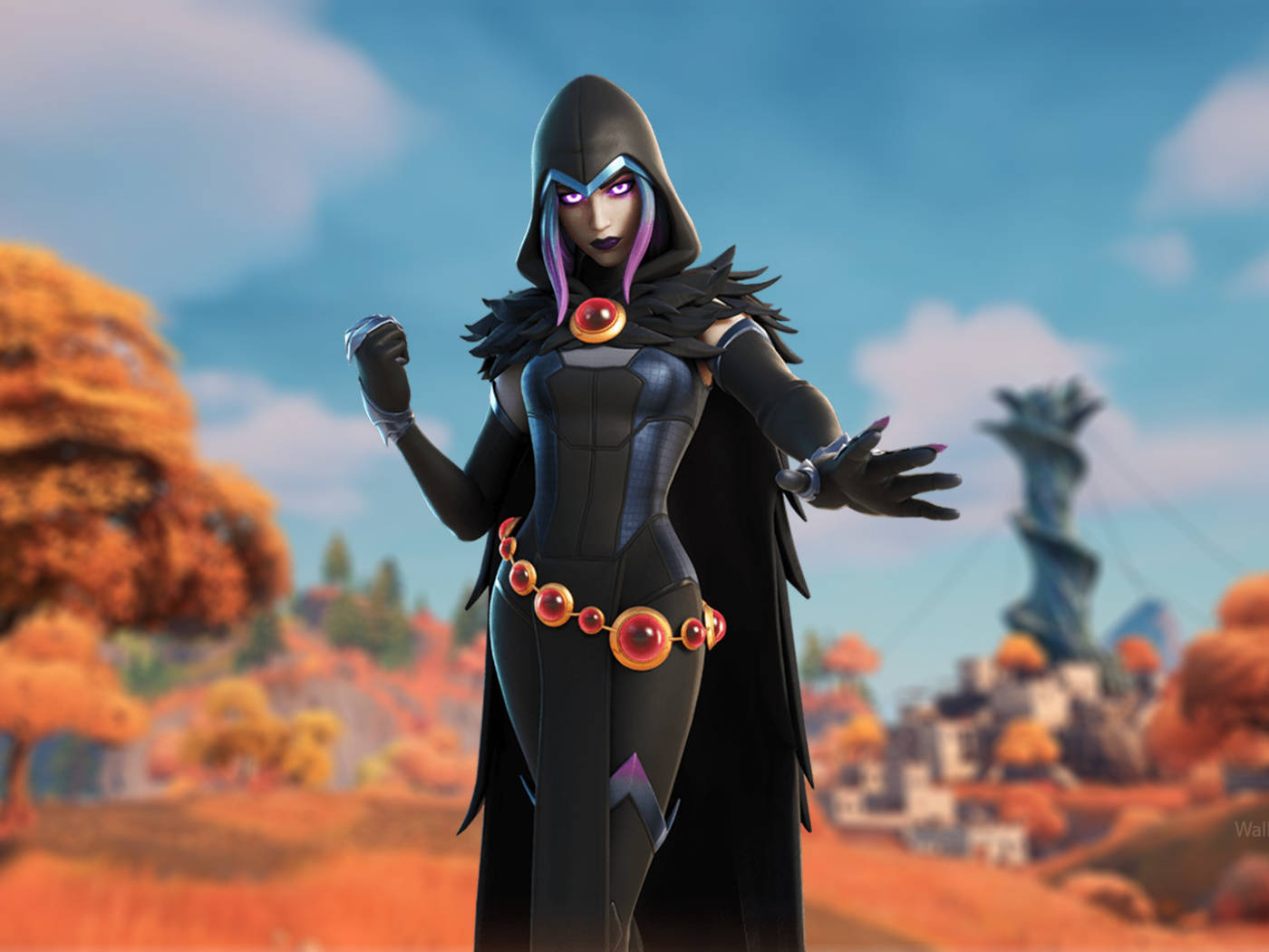 Fortnite Girl, animated character, glowing purple eyes, HD Desktop Wallpaper