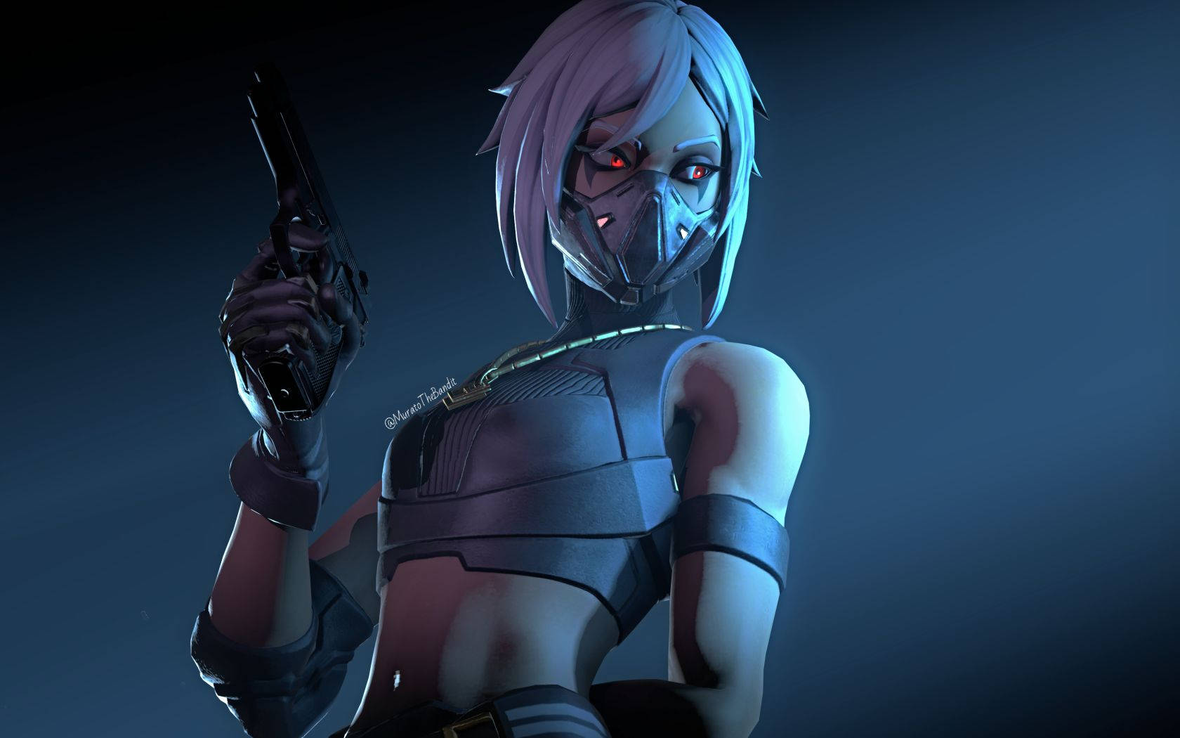 Fortnite Girl, anime-style, masked female assassin, HD Desktop Wallpaper