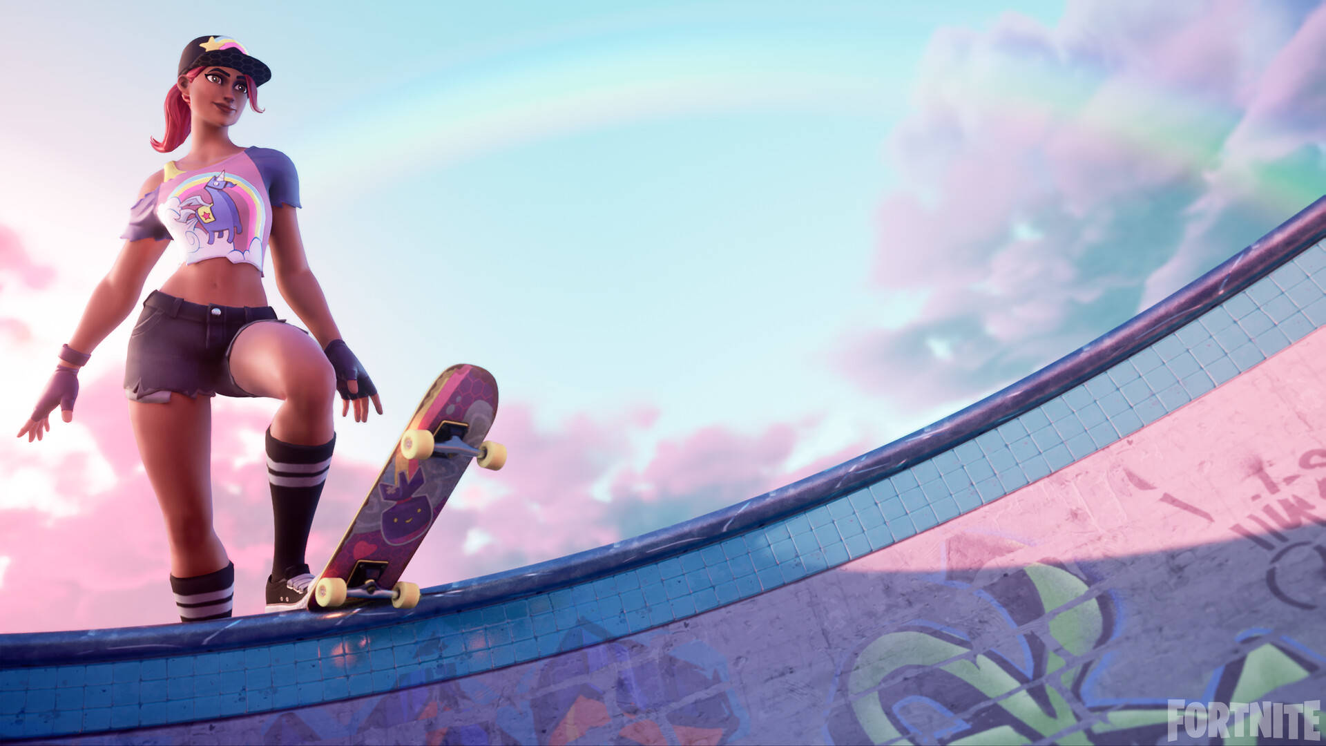 Fortnite, Fortnite character, pink hair, Full HD Desktop Wallpaper