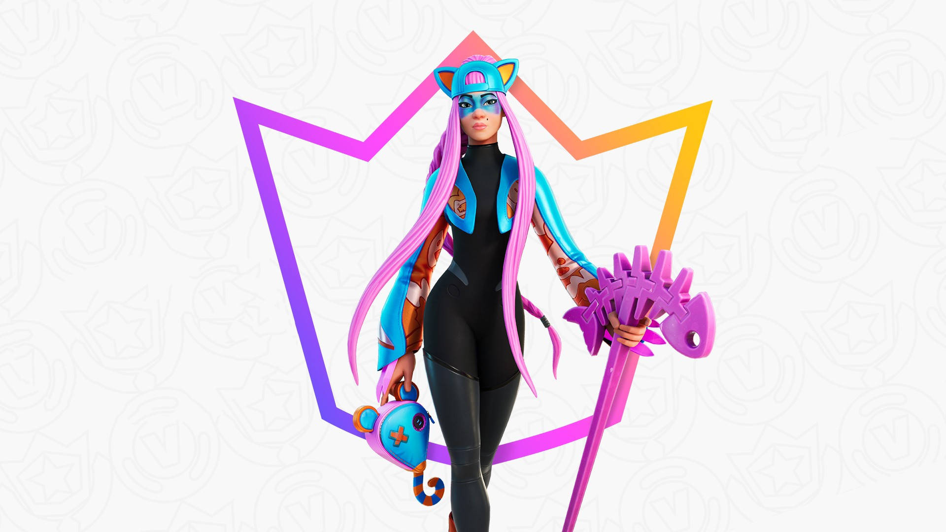 Fortnite Girl, pink hair, cat ears, Full HD Desktop Wallpaper