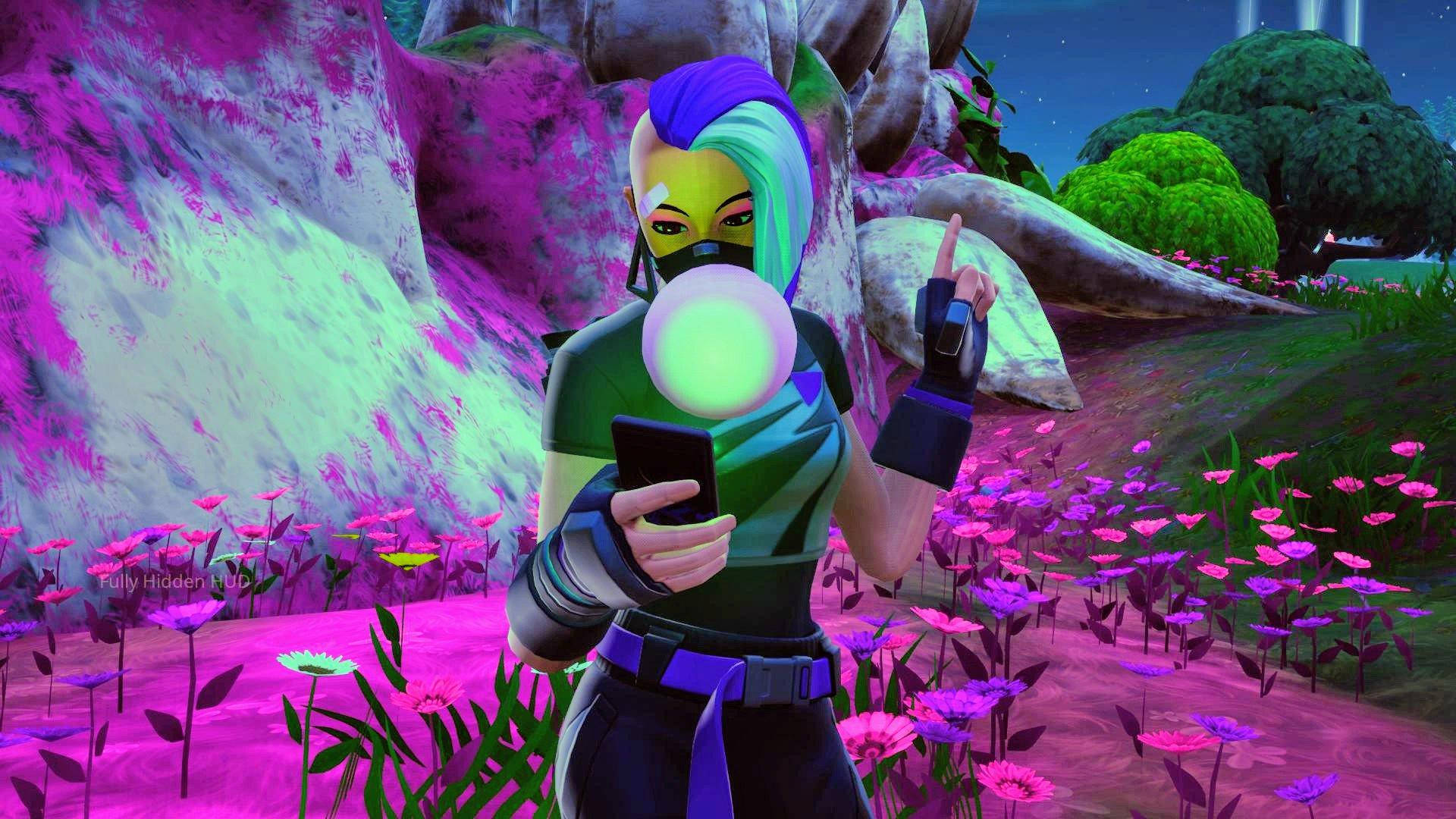Fortnite Girl, neon-dyed, glowing mask, Full HD Desktop Wallpaper