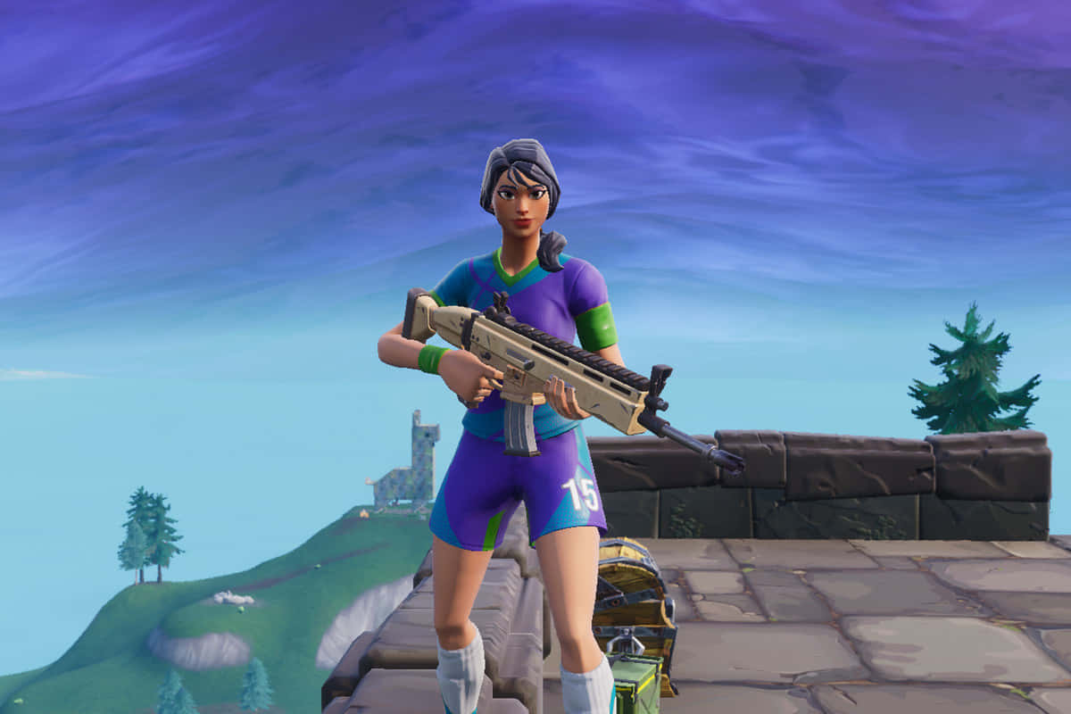 Fortnite, Sweaty Soccer Skin, purple sports gear, SD Desktop Wallpaper