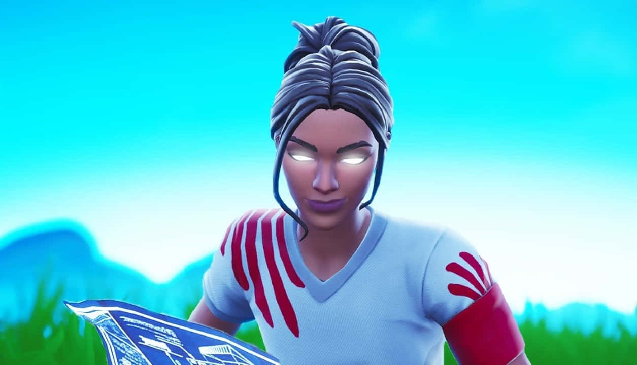 Fortnite character, glowing eyes, braided hair, SD Desktop Wallpaper
