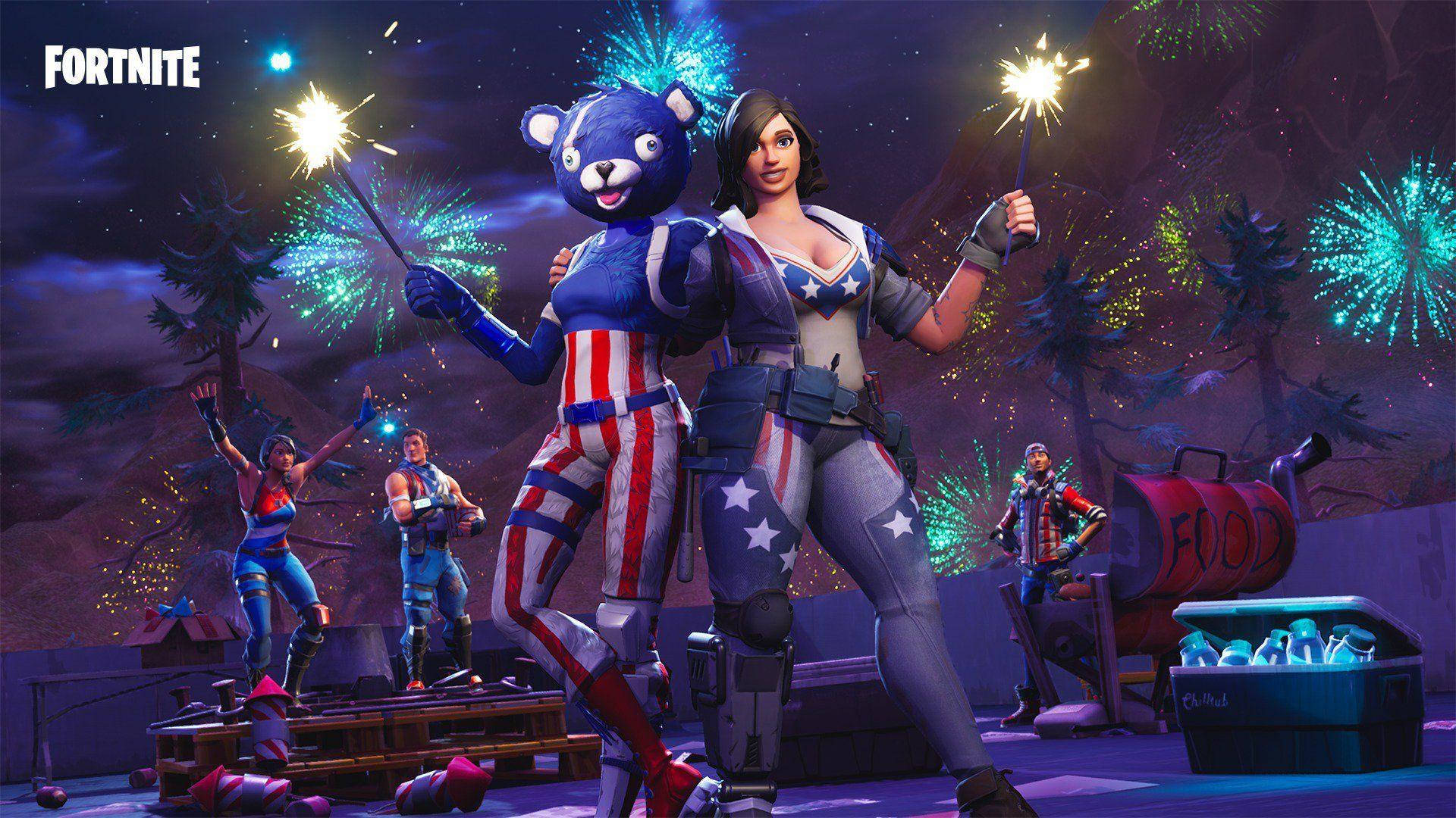 Fortnite, young girl, patriotic outfits, Full HD Desktop Wallpaper