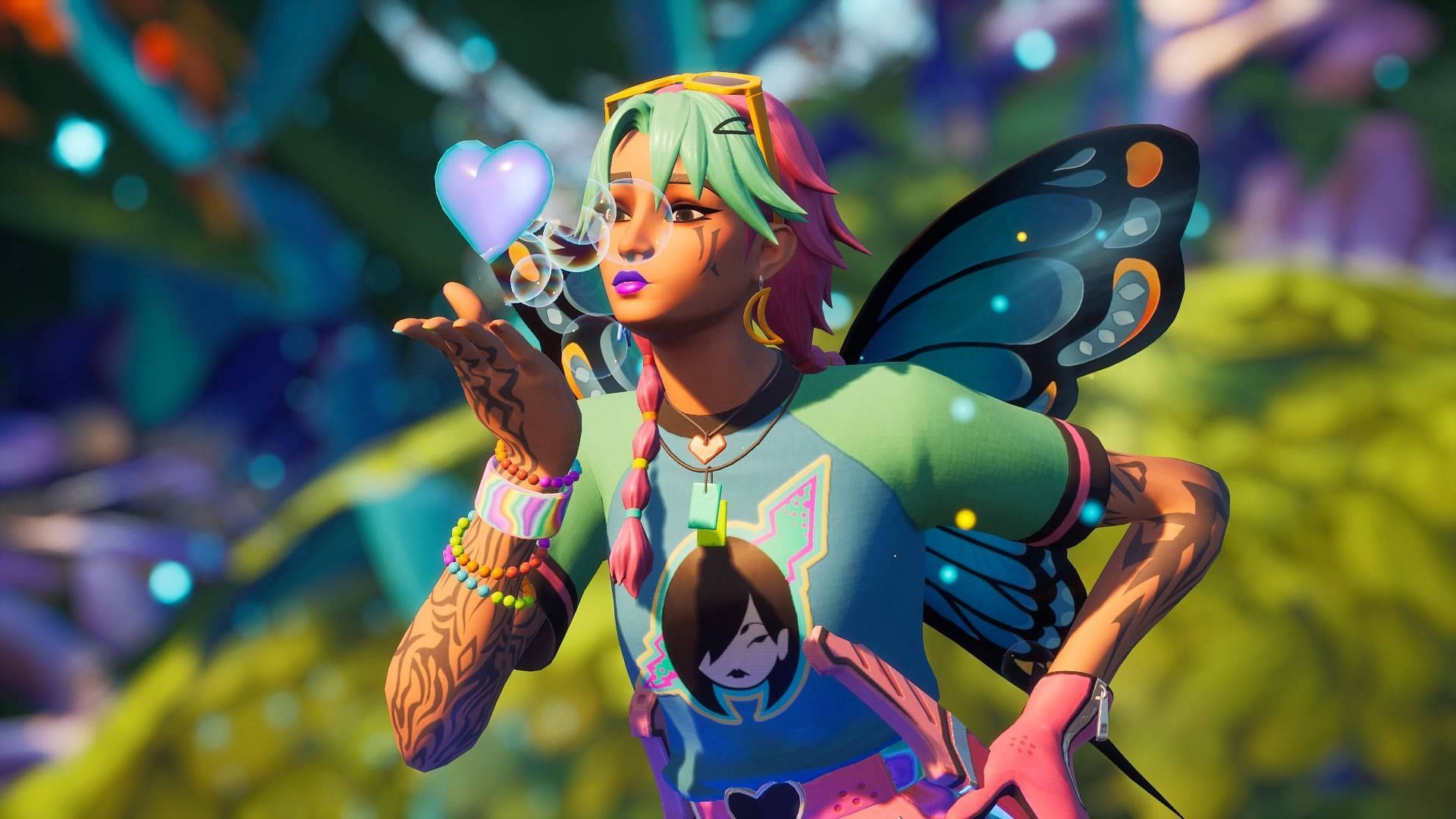 Fortnite Girl, anime-style character, butterfly wings, Full HD Desktop Wallpaper