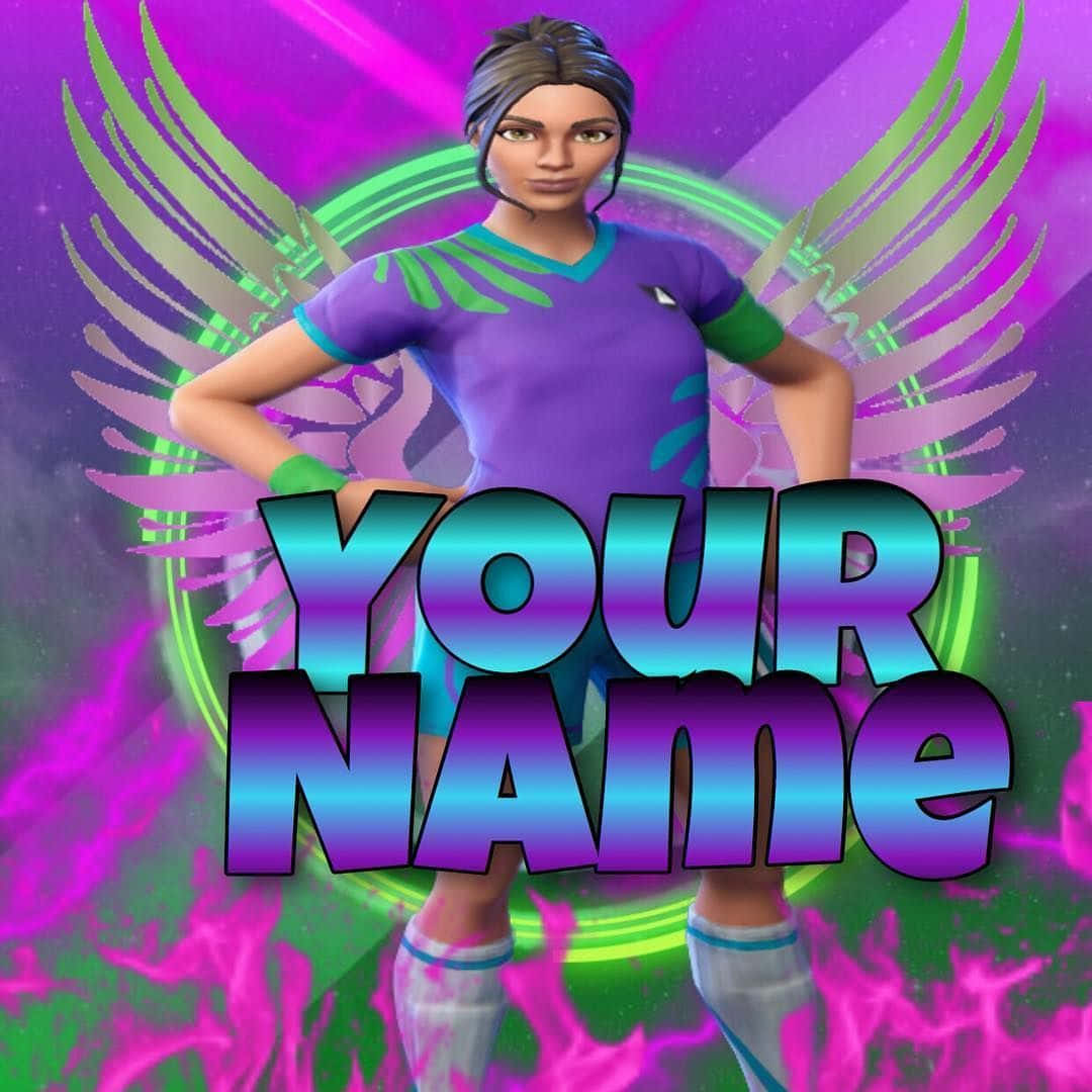 Fortnite Girl, glowing wings, vibrant neon cosmic background, SD Desktop Wallpaper