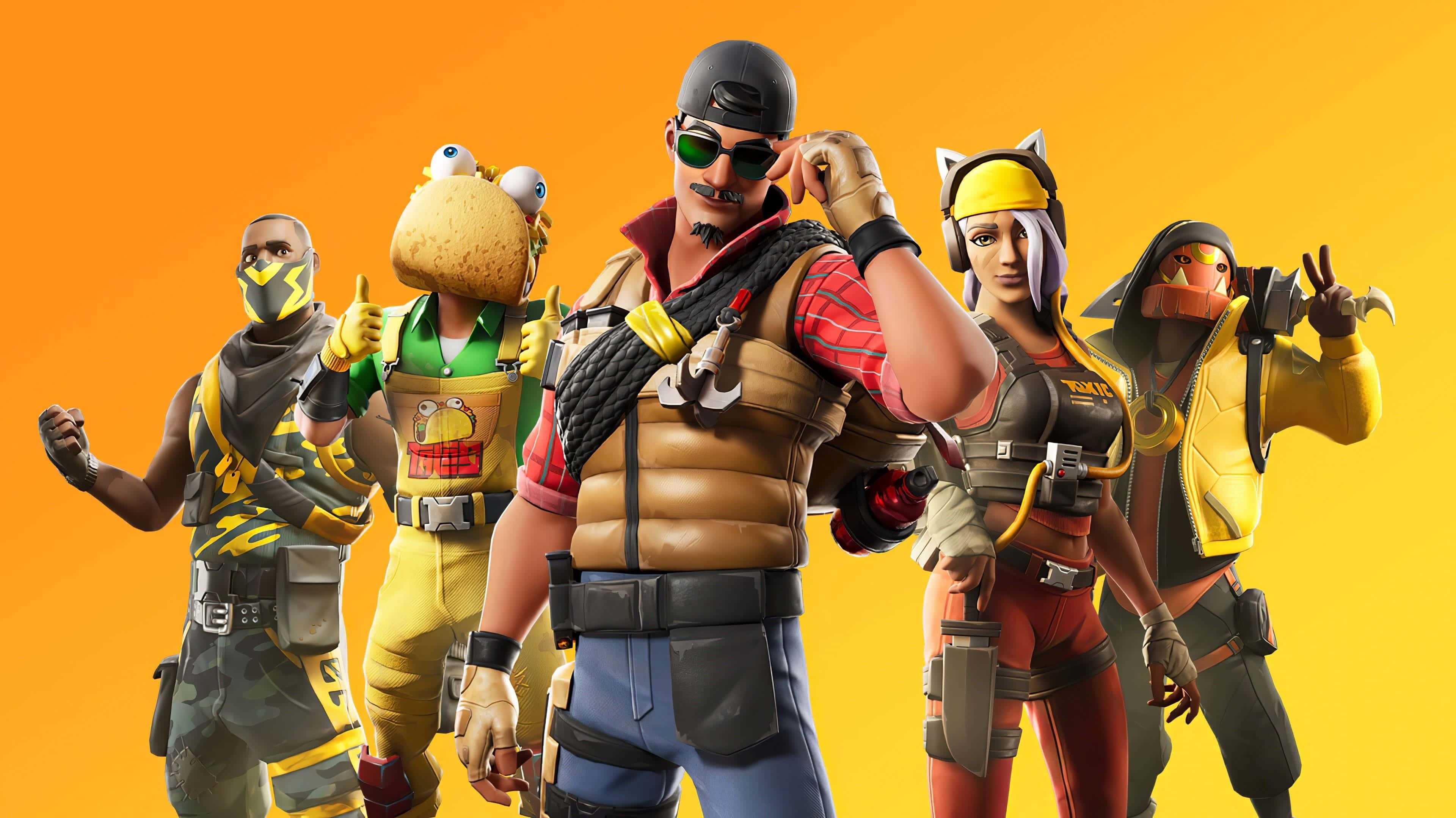 Fortnite, Fortnite characters, colorful outfits, 4K Desktop Wallpaper
