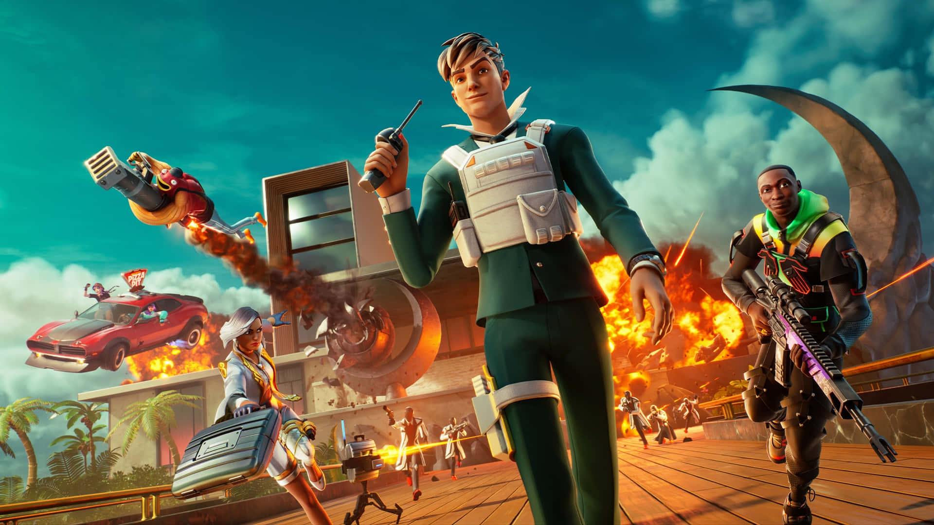 Fortnite, battle royale, explosions, Full HD Desktop Wallpaper