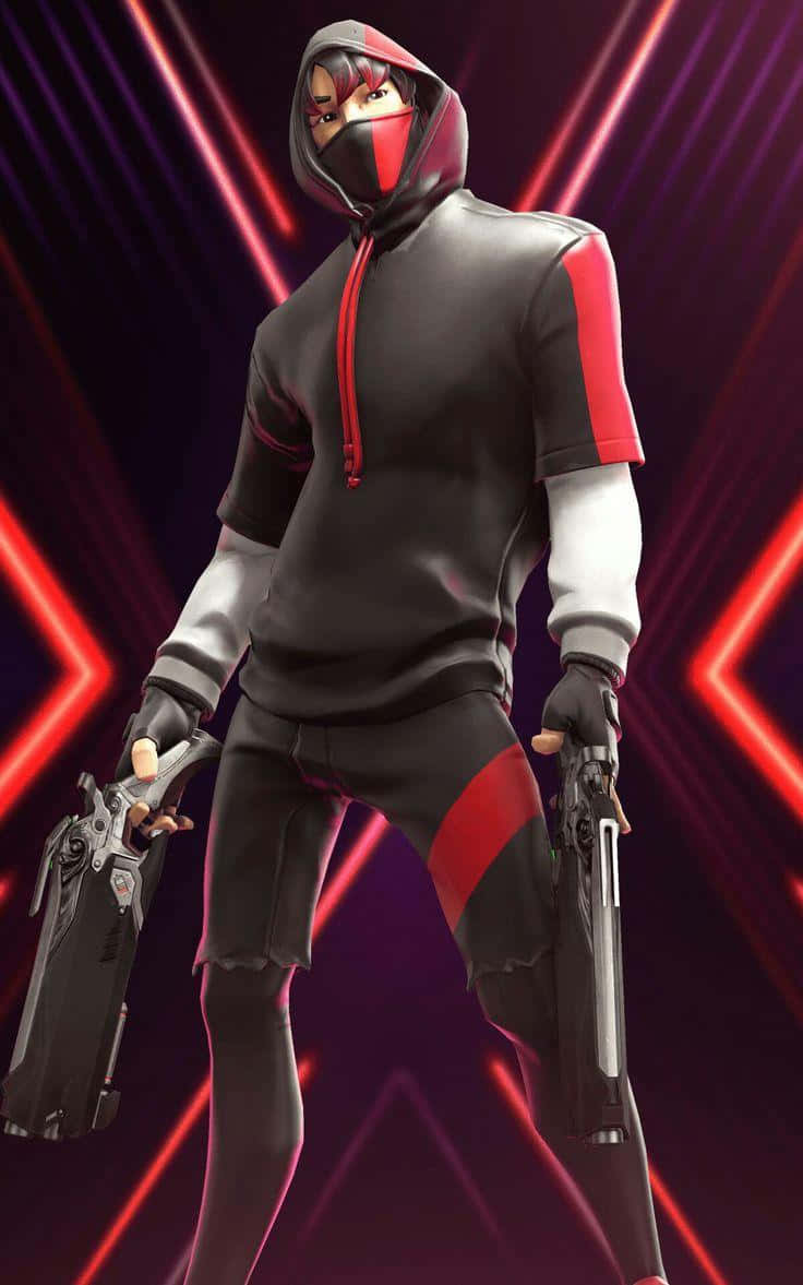 Fortnite Ikonik Skin, anime character, black and red gear, SD Phone Wallpaper