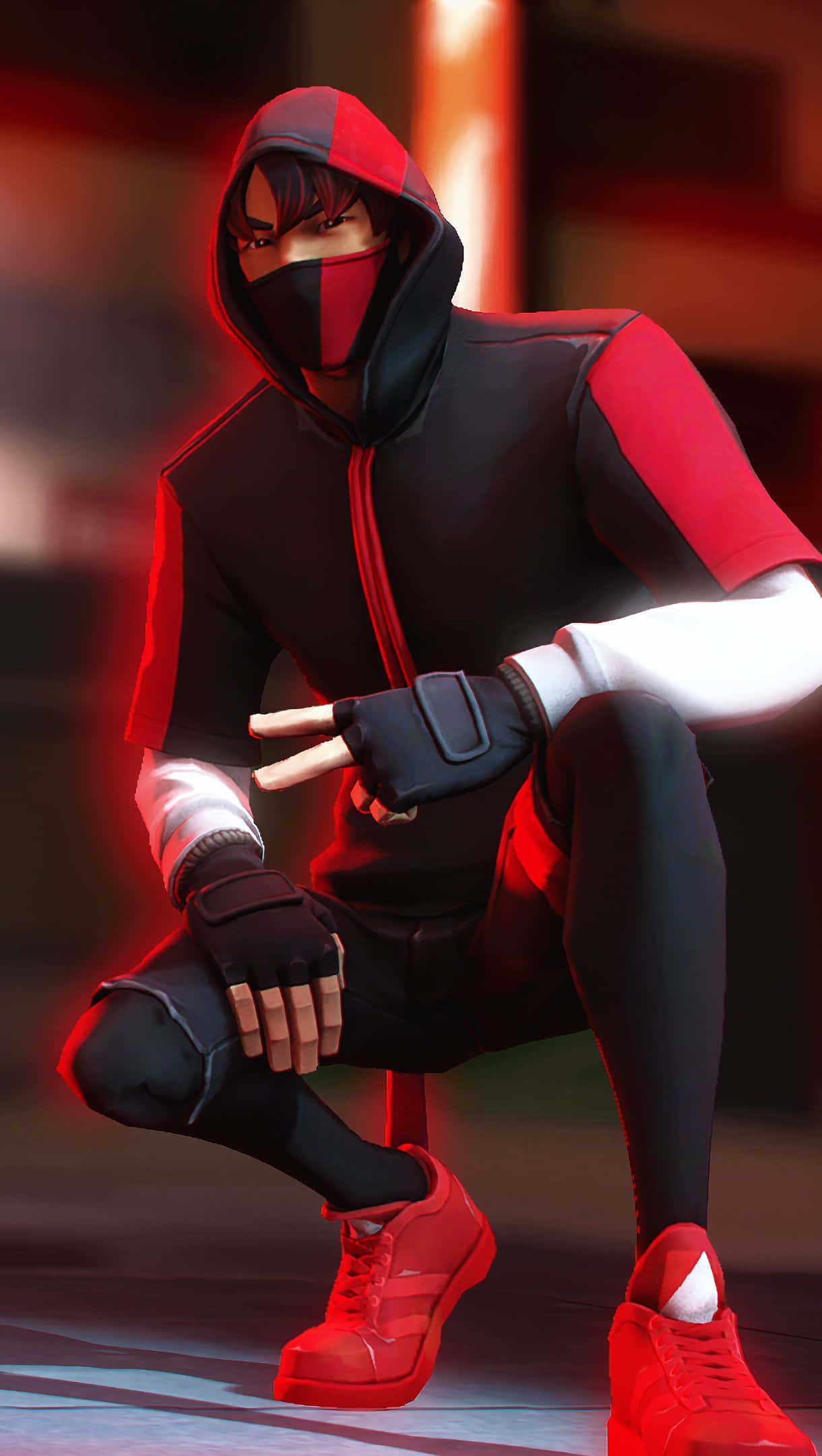 Fortnite Ikonik Skin, anime character, red and black hoodie, Full HD Phone Wallpaper