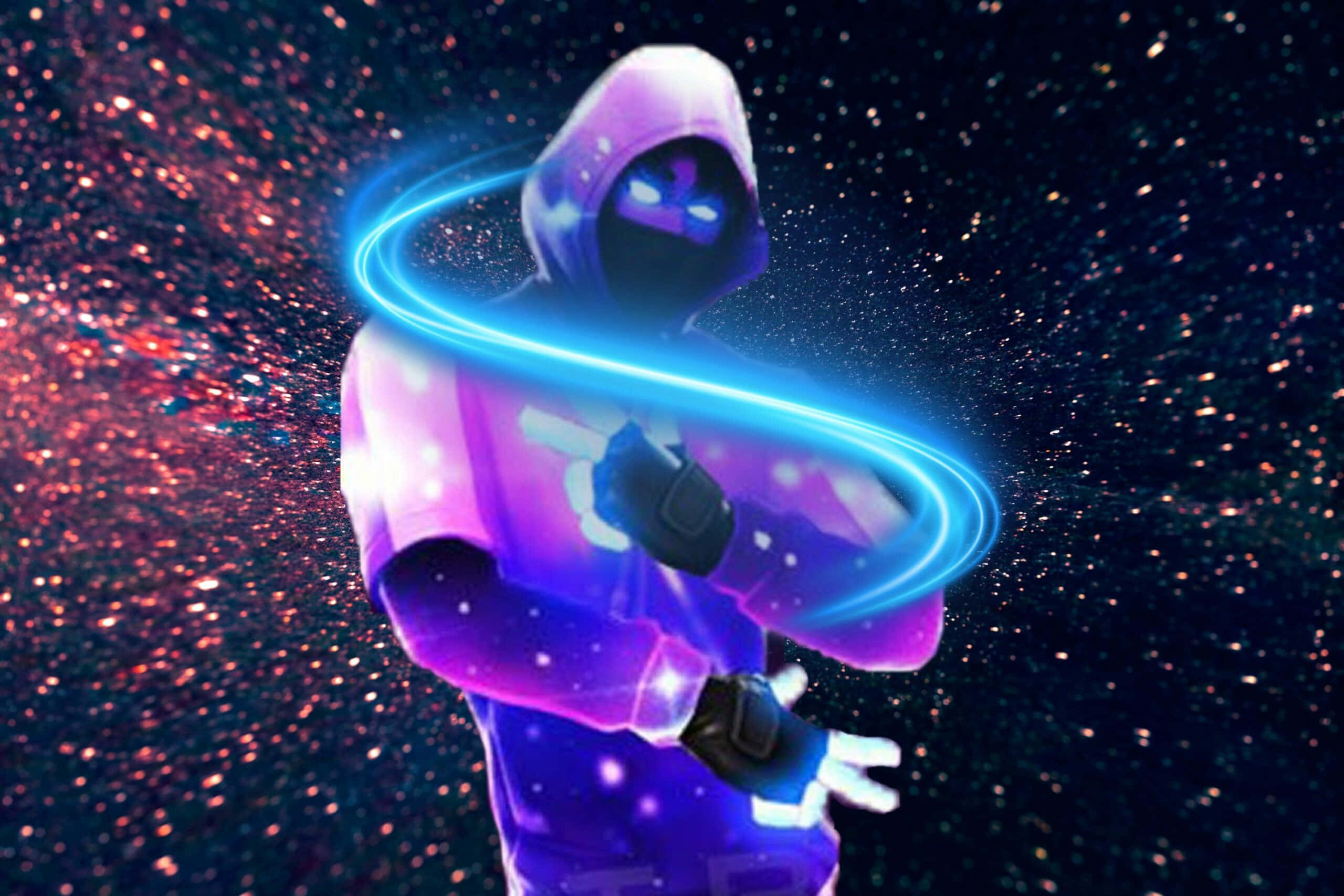 Fortnite Ikonik Skin, hooded figure, glowing eyes, 2K Desktop Wallpaper