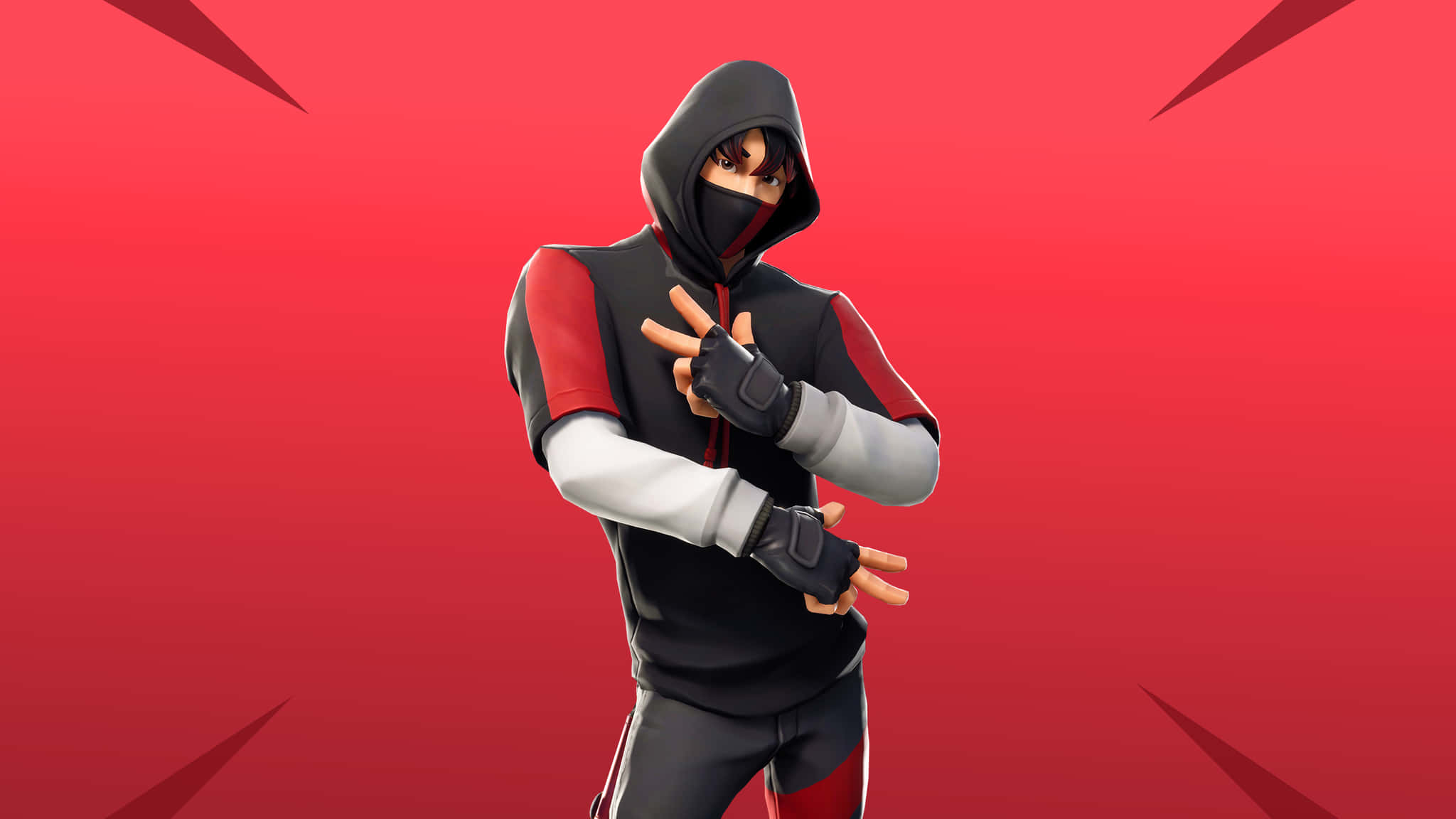 Fortnite, Ikonik Skin, black red and white hoodie, Full HD Desktop Wallpaper