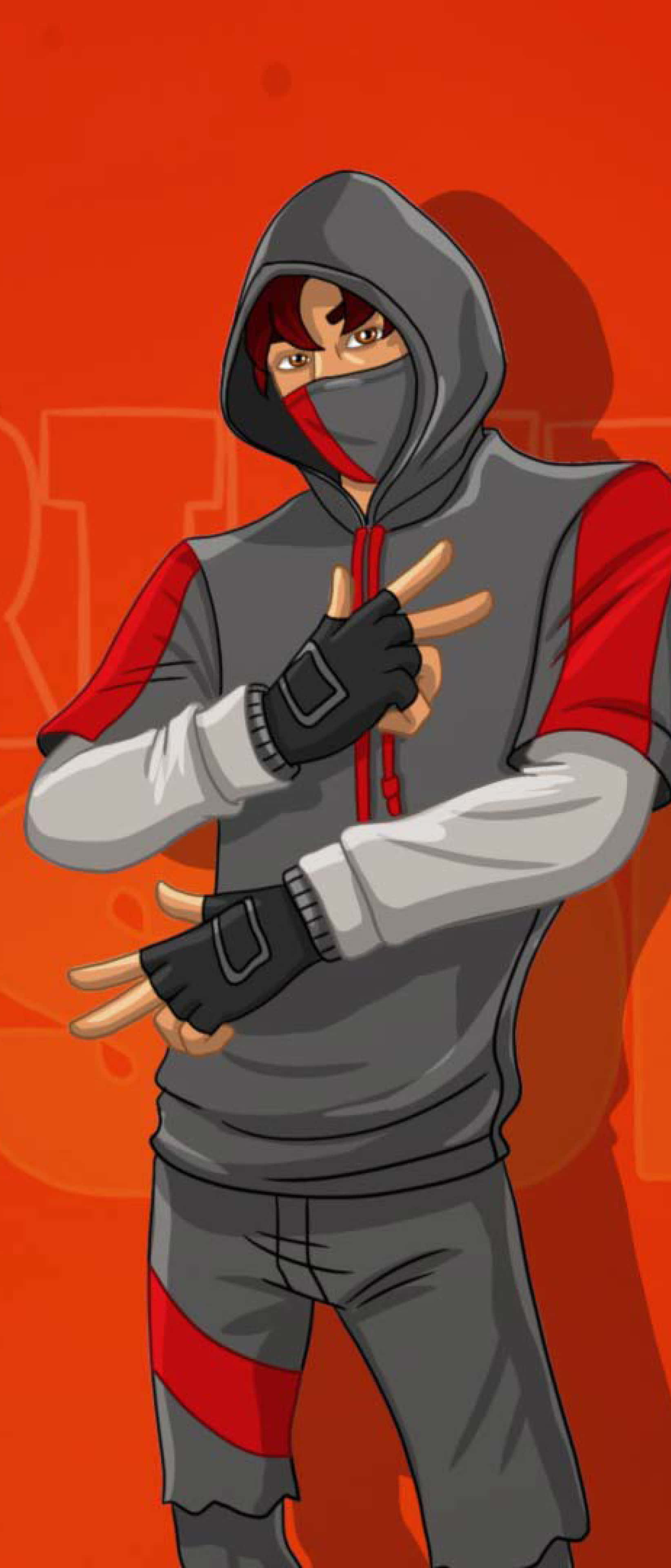 Fortnite Ikonik Skin, anime character, grey hoodie, 4K Phone Wallpaper
