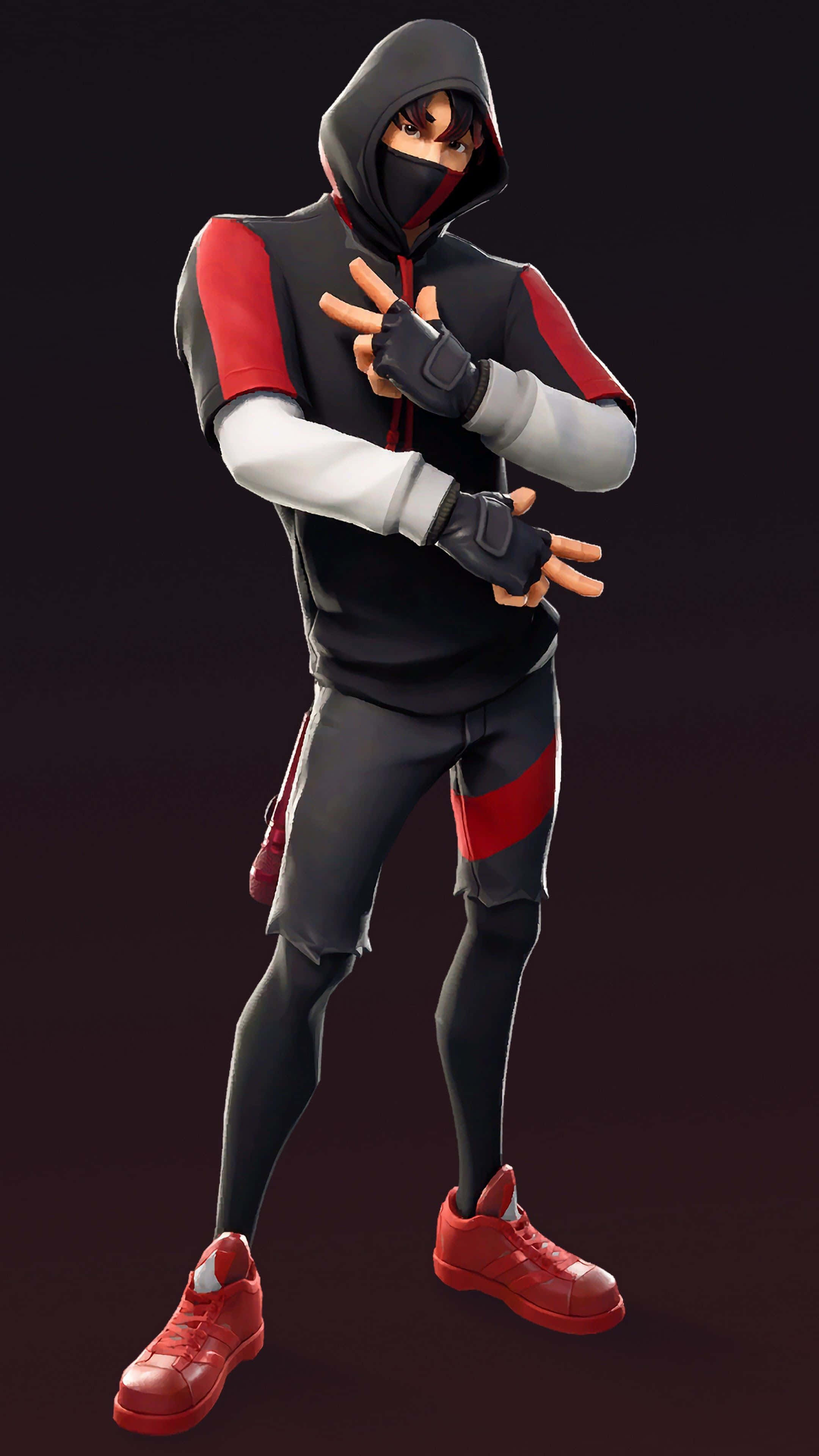 Fortnite Ikonik Skin, anime character, black red and white hoodie, 4K Phone Wallpaper
