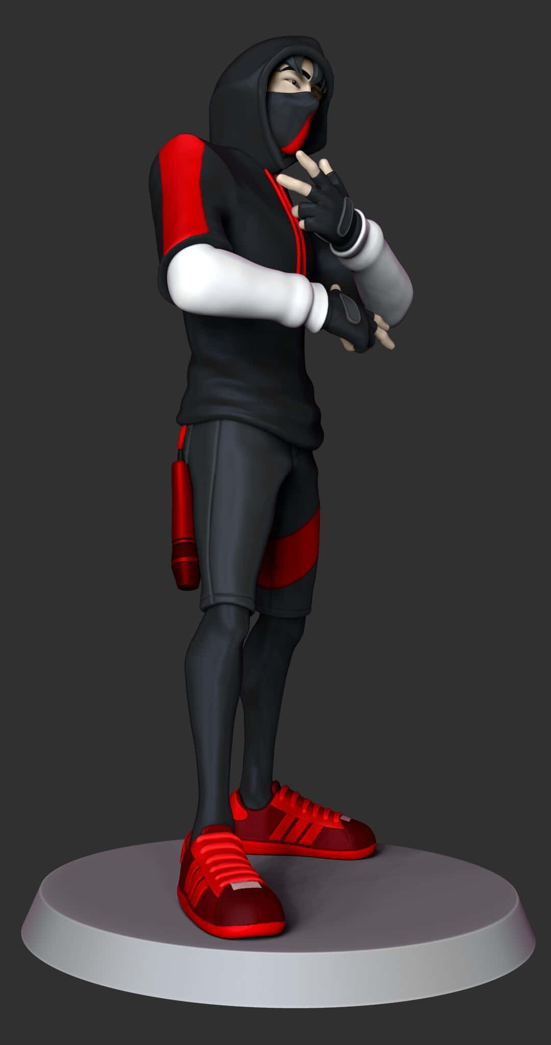 Fortnite Ikonik Skin, ninja figure, black and red gear, Full HD Phone Wallpaper