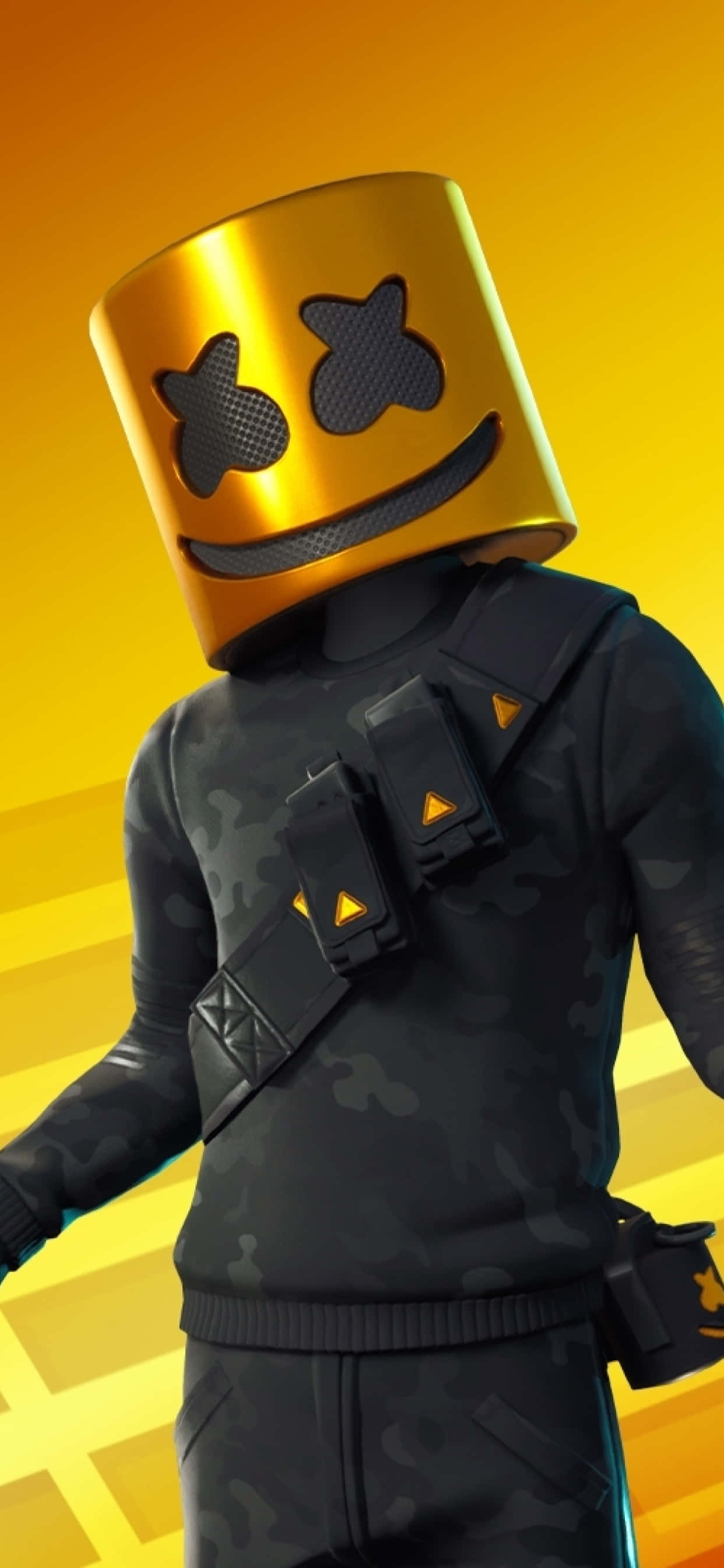 Fortnite, iPhone, golden smiling helmet, 2K Phone Wallpaper