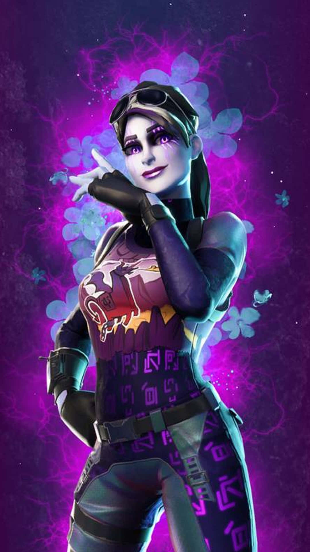 Fortnite, iPhone, purple and teal outfit, Full HD Phone Wallpaper
