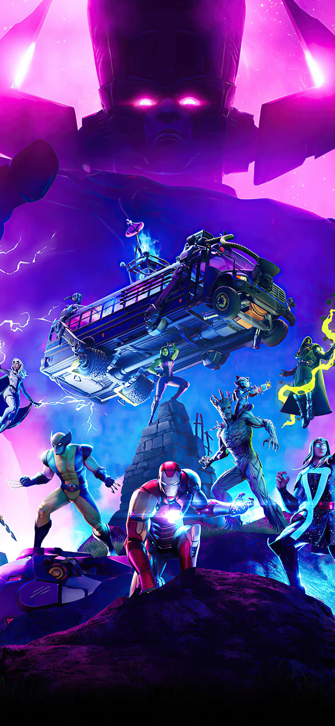 Fortnite, iPhone, cosmic battle scene, Full HD Phone Wallpaper