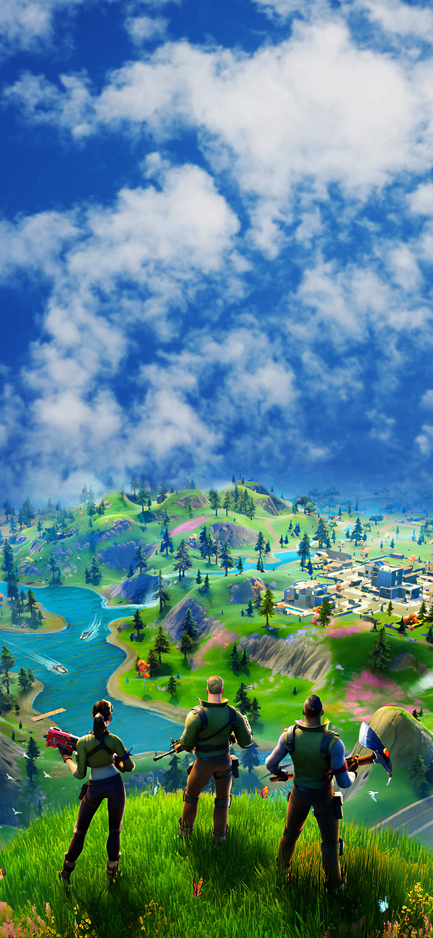 Fortnite, iPhone, grassy cliff, 2K Phone Wallpaper
