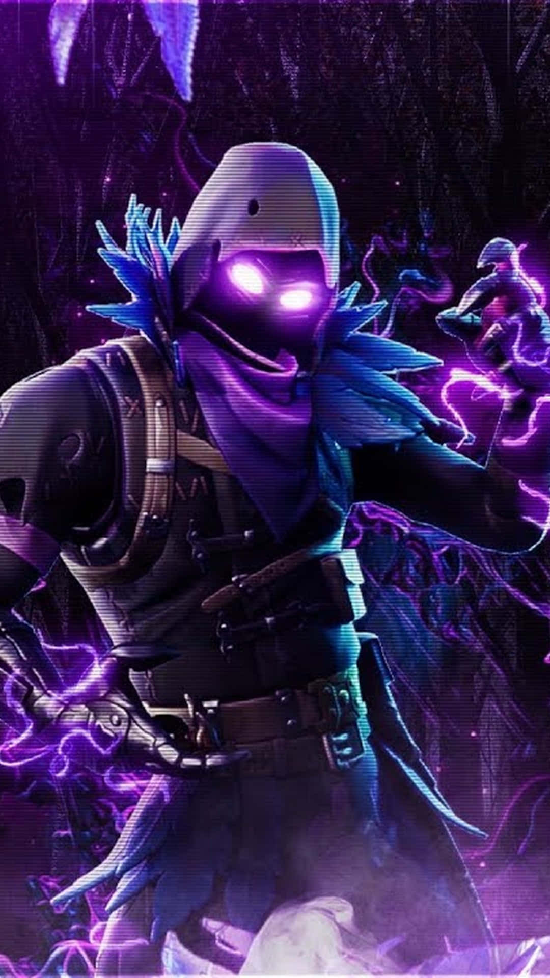 Fortnite, iPhone, glowing purple eyes, Full HD Phone Wallpaper