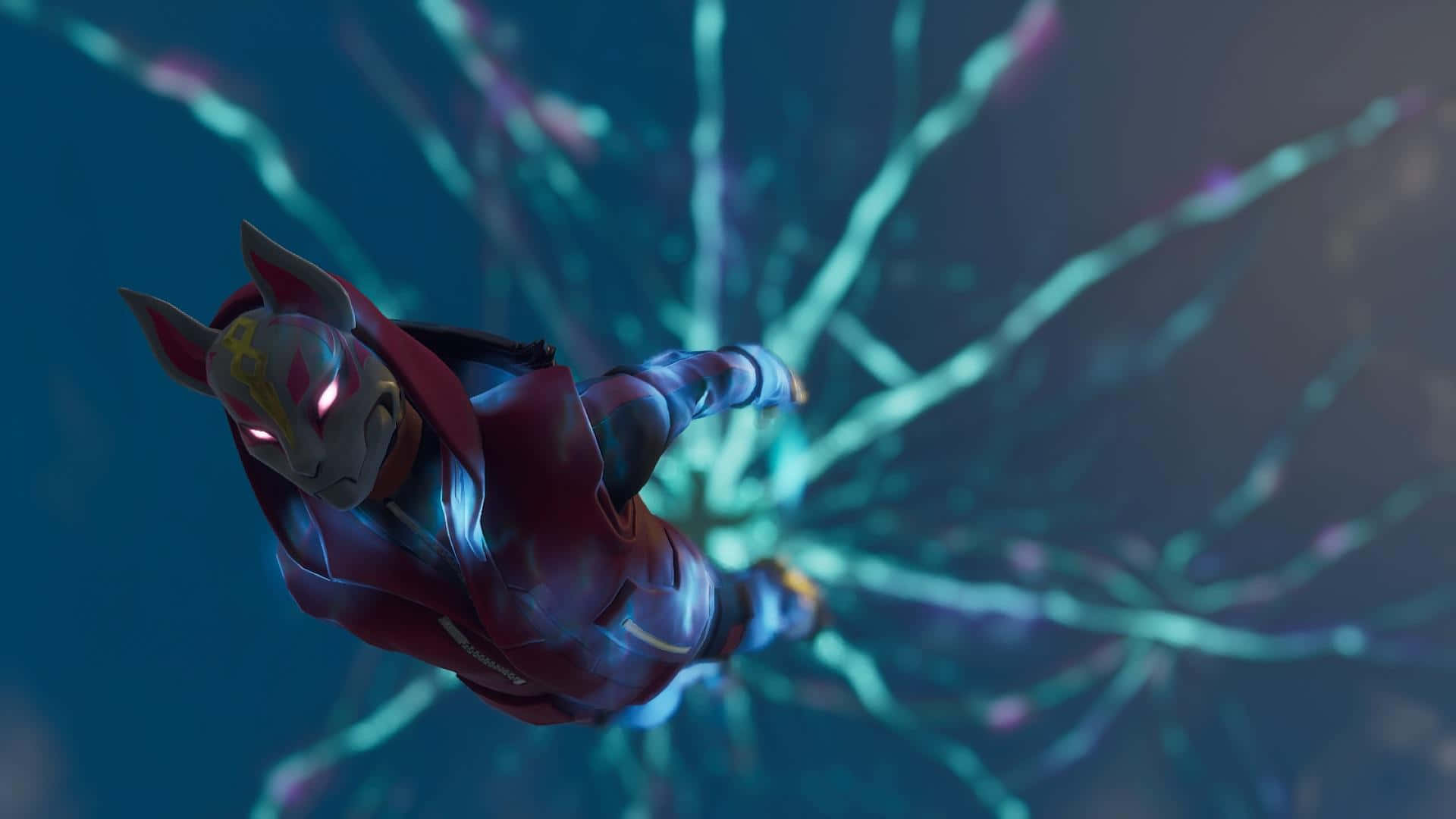 Fortnite, laptop, red armored rabbit-like hero, Full HD Desktop Wallpaper