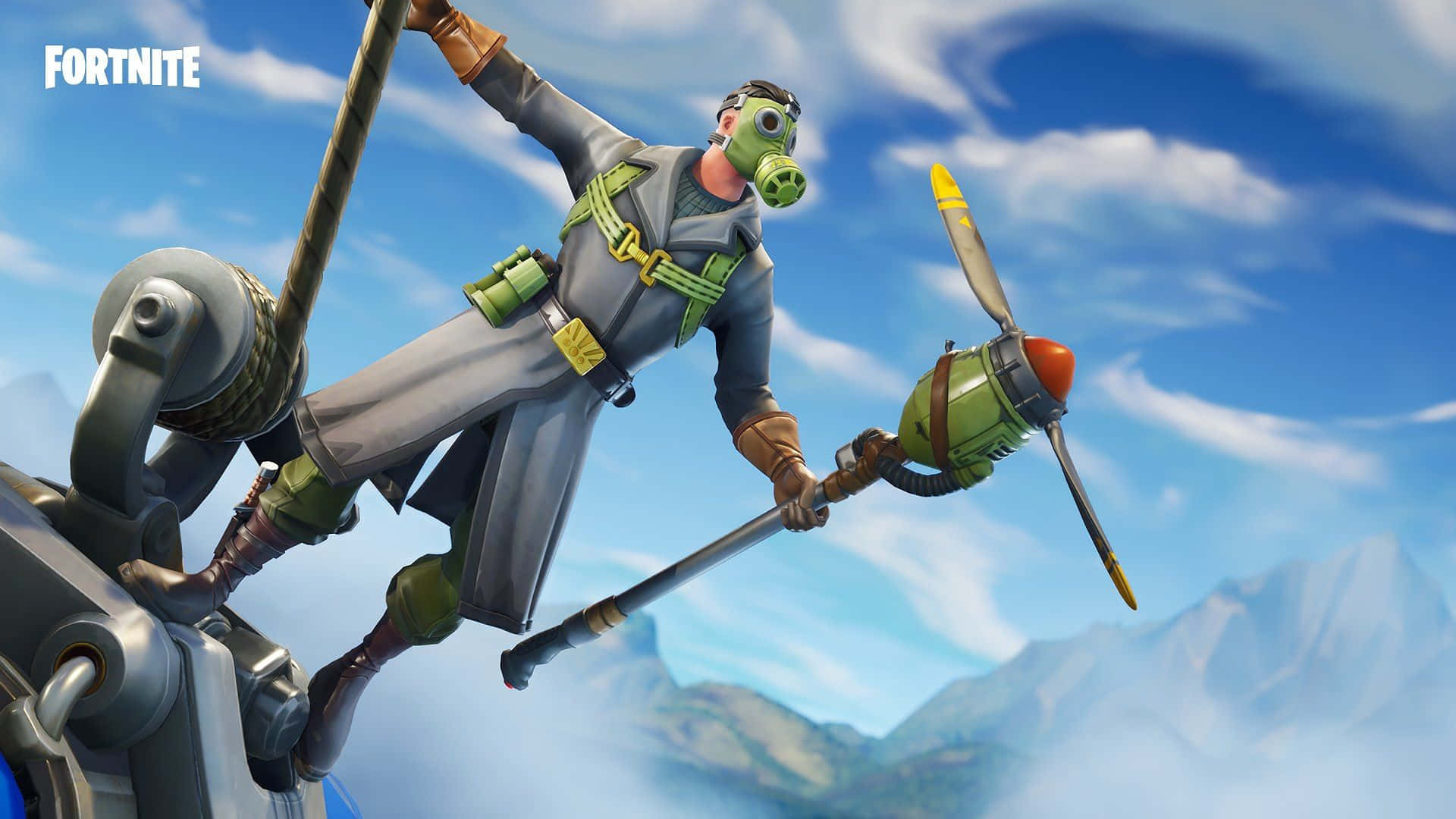 Fortnite, Fortnite character, gas mask, Full HD Desktop Wallpaper