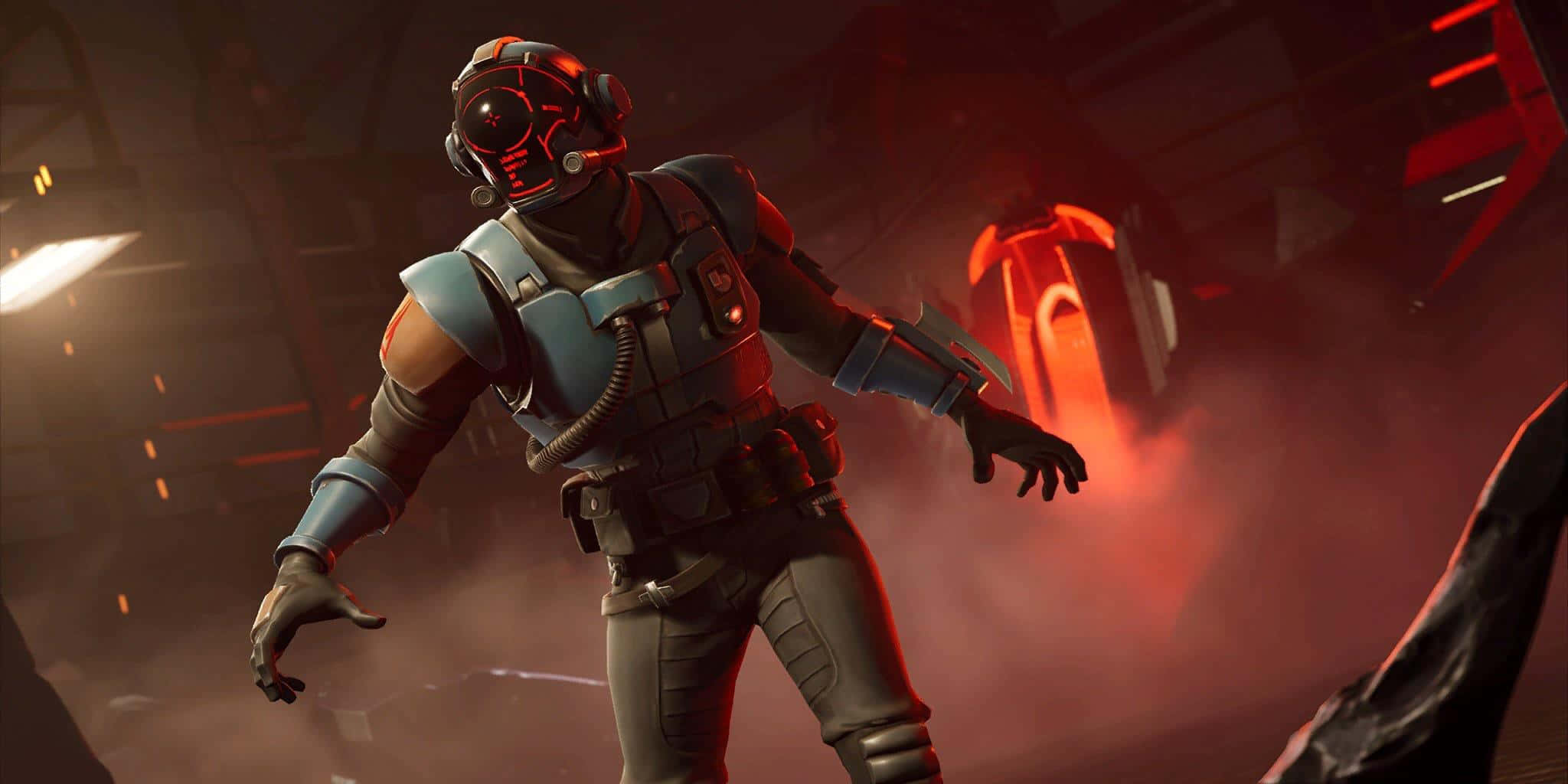 Fortnite, futuristic soldier, red and gray armor, Full HD Desktop Wallpaper