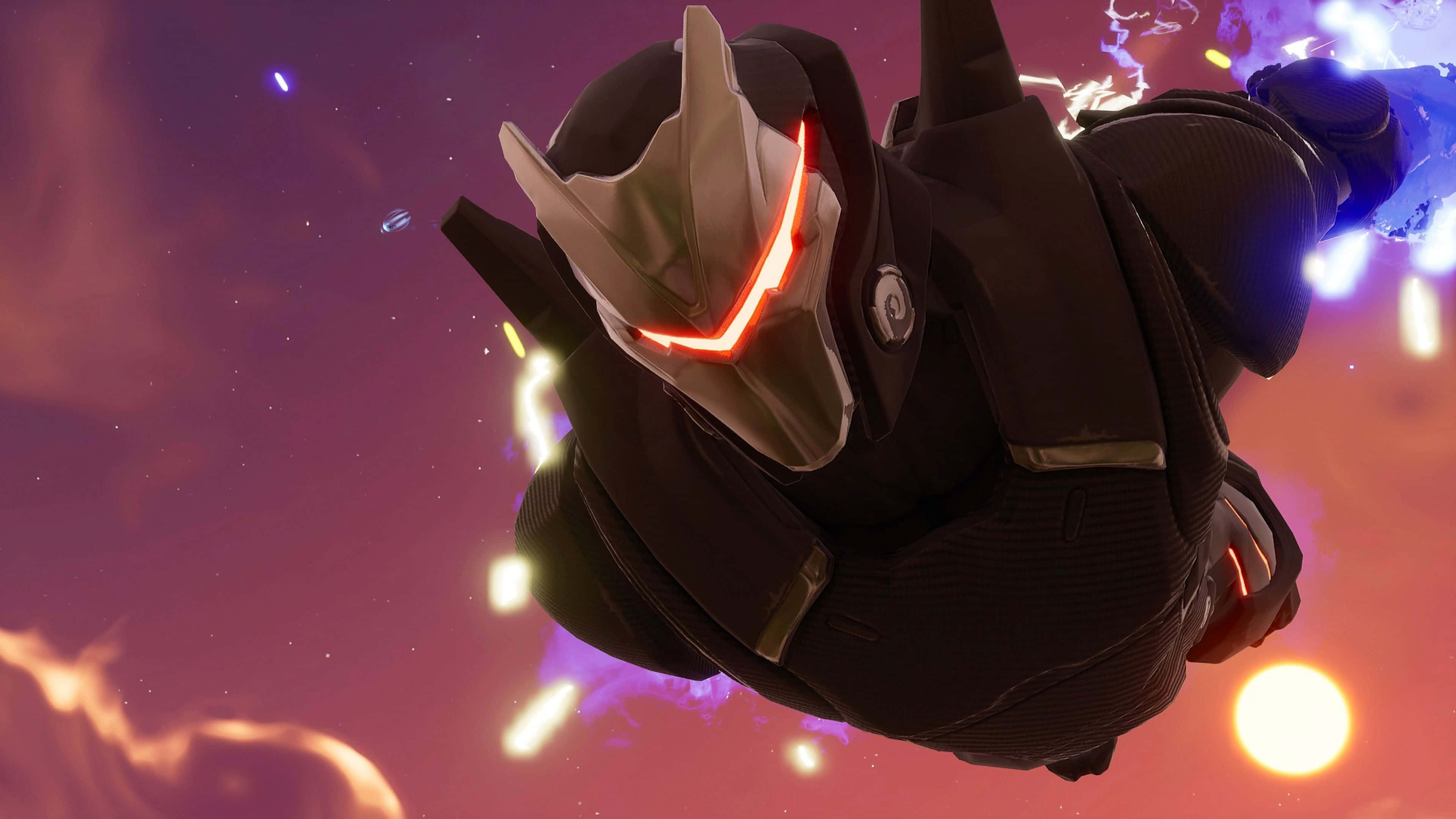 Fortnite, laptop, glowing red eyes, 4K Desktop Wallpaper