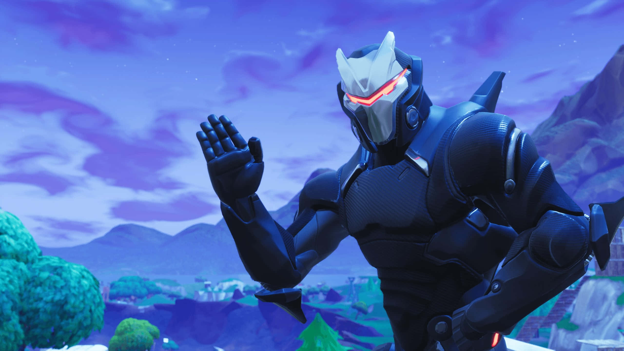 Fortnite, laptop, glowing red eyes, 2K Desktop Wallpaper