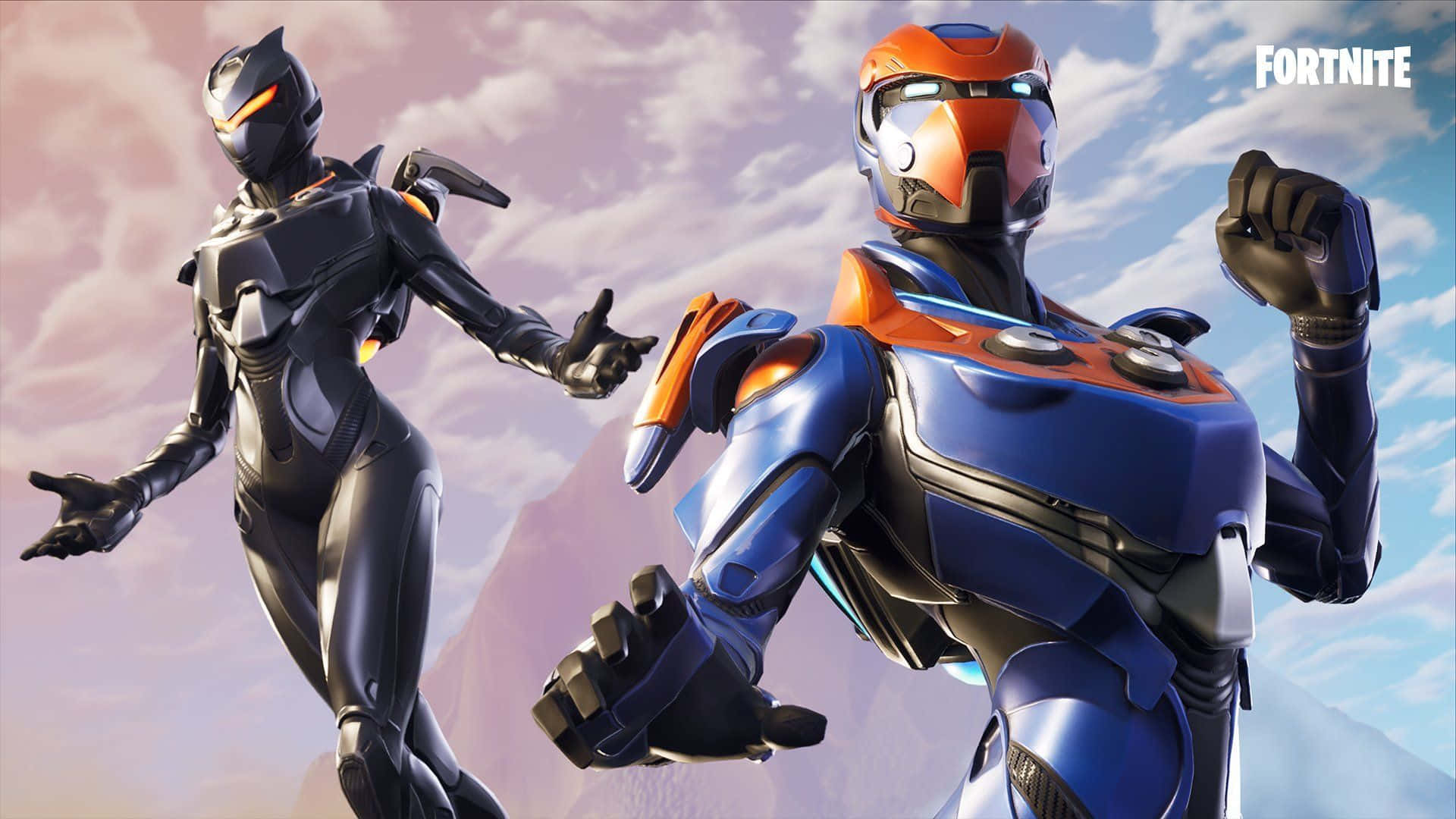 Fortnite, laptop, pastel sky, Full HD Desktop Wallpaper