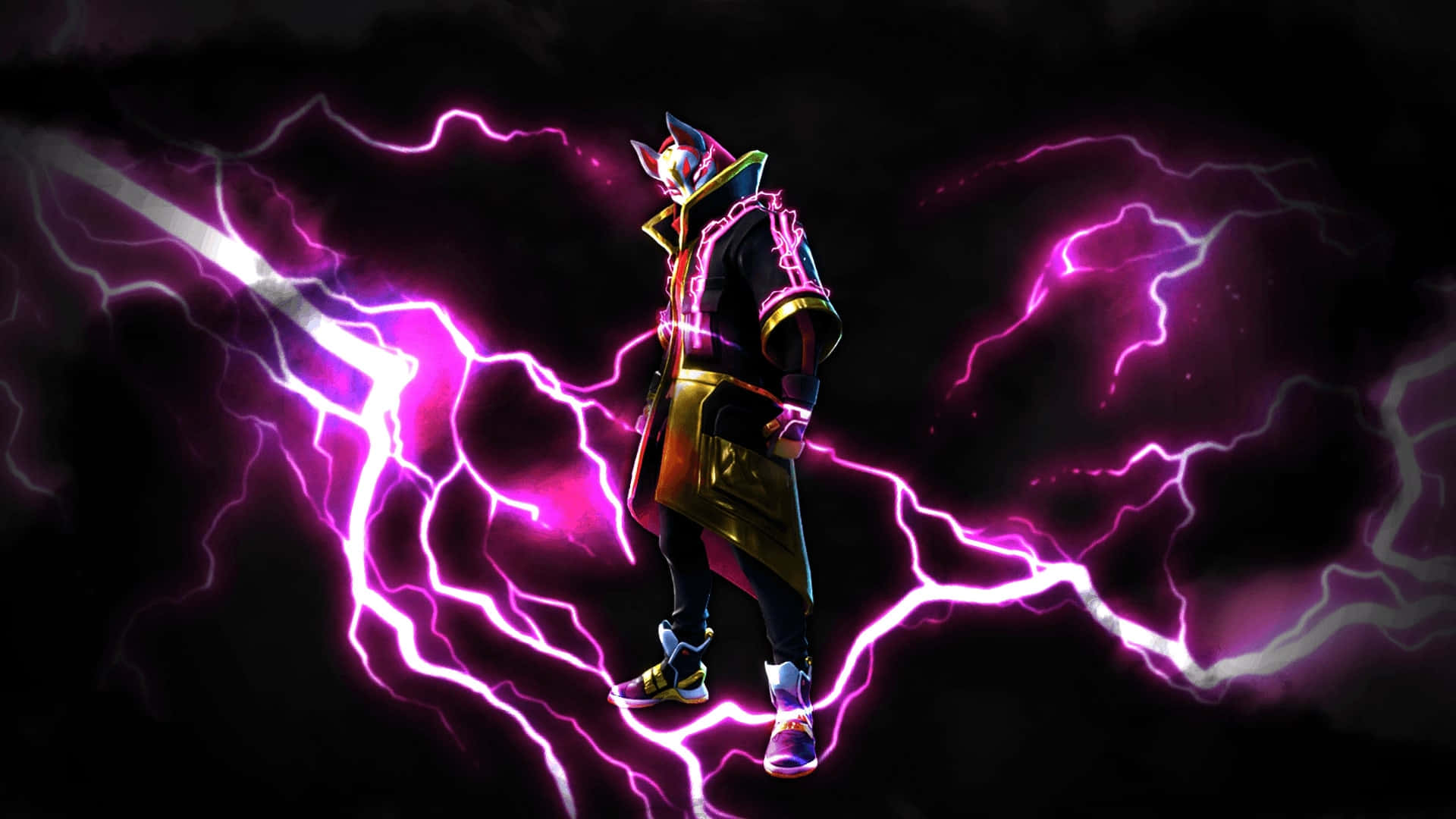 Fortnite Laptop, anime character, vibrant purple lightning, Full HD Desktop Wallpaper