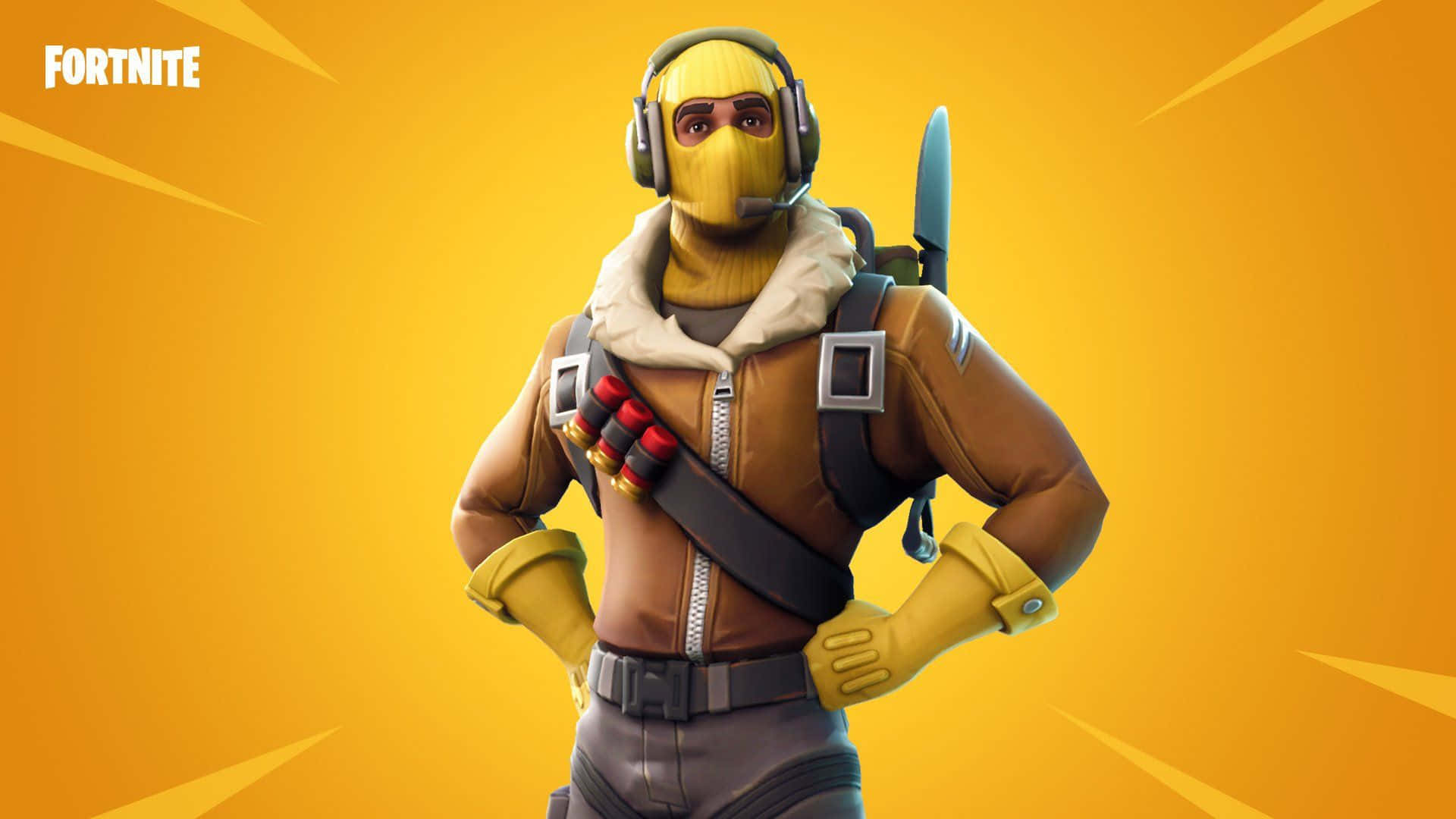 Fortnite, yellow balaclava, brown jacket, Full HD Desktop Wallpaper