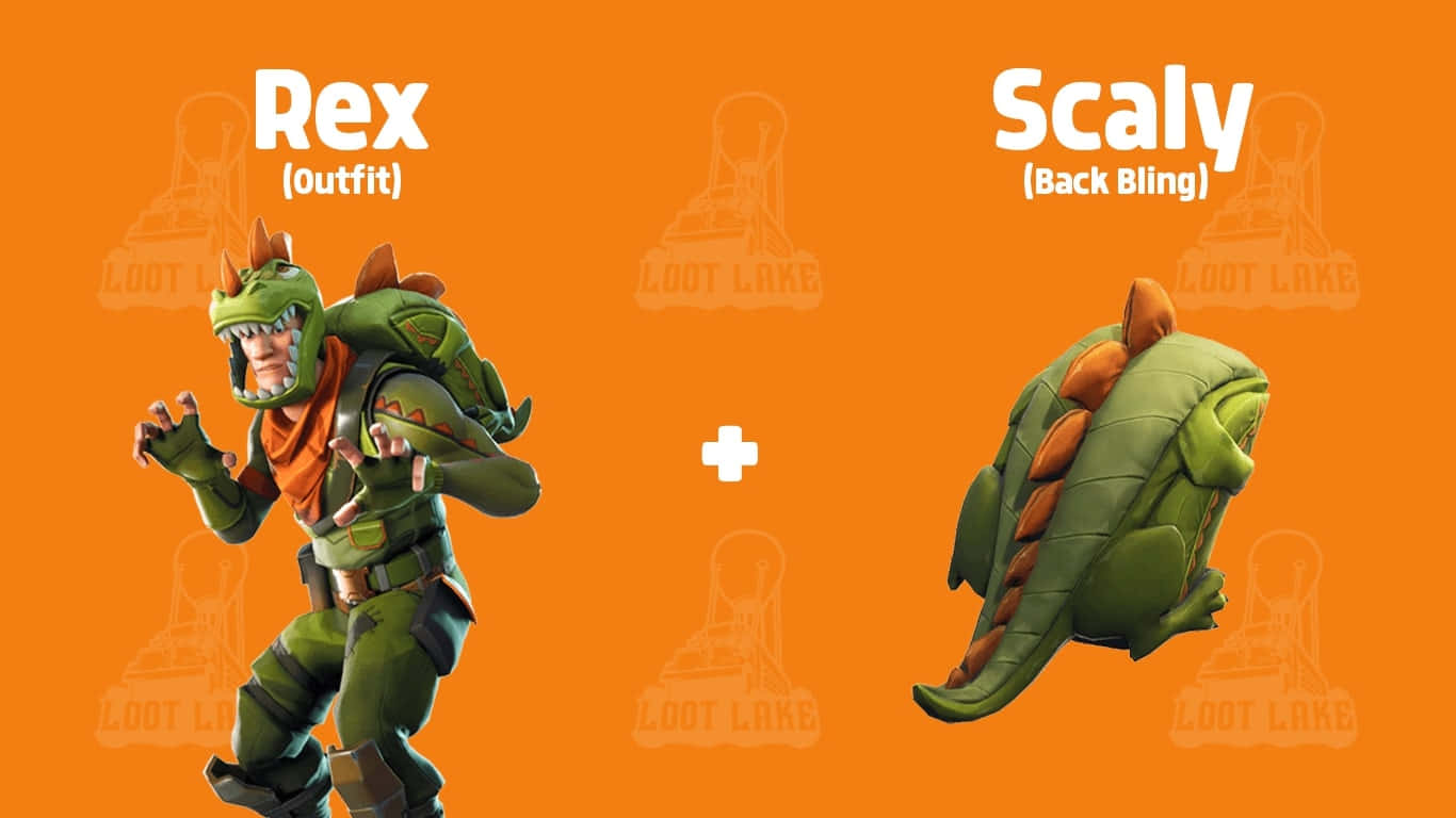 Fortnite, green dinosaur outfit, orange spikes, HD Desktop Wallpaper