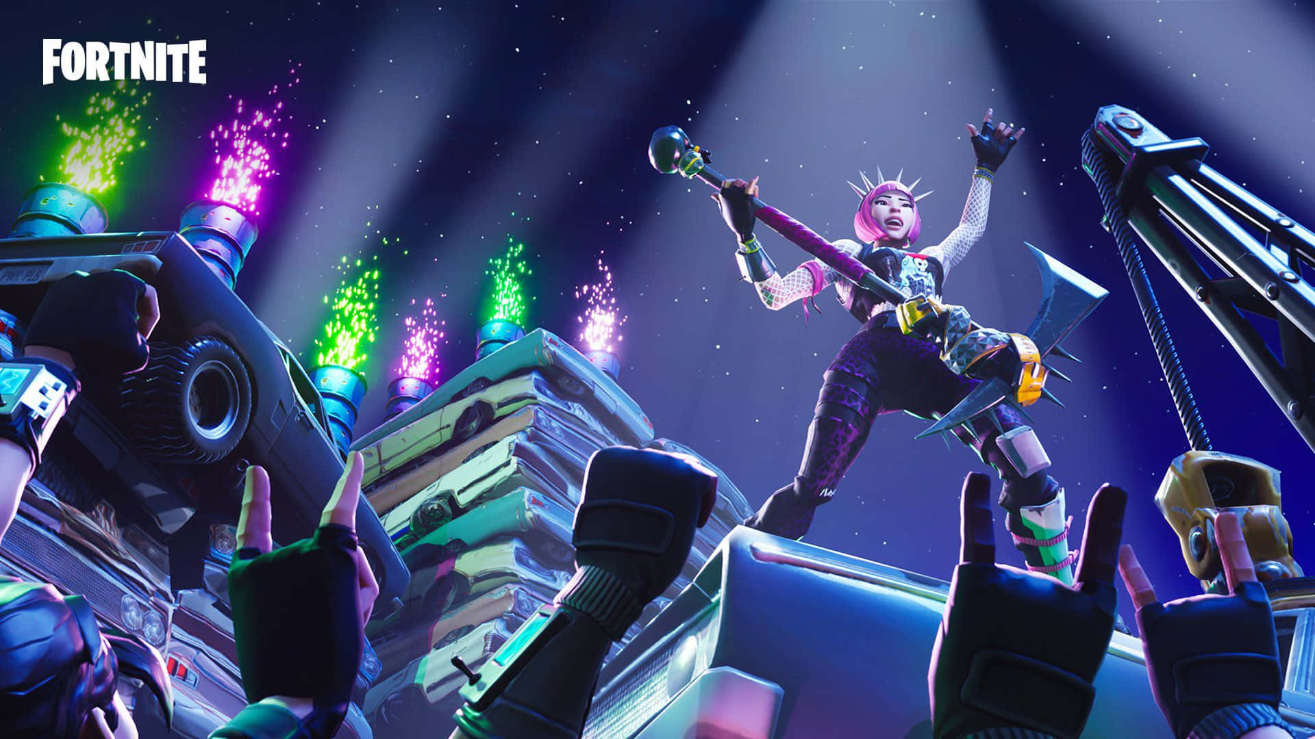 Fortnite, pink hair, spiky crown, Full HD Desktop Wallpaper