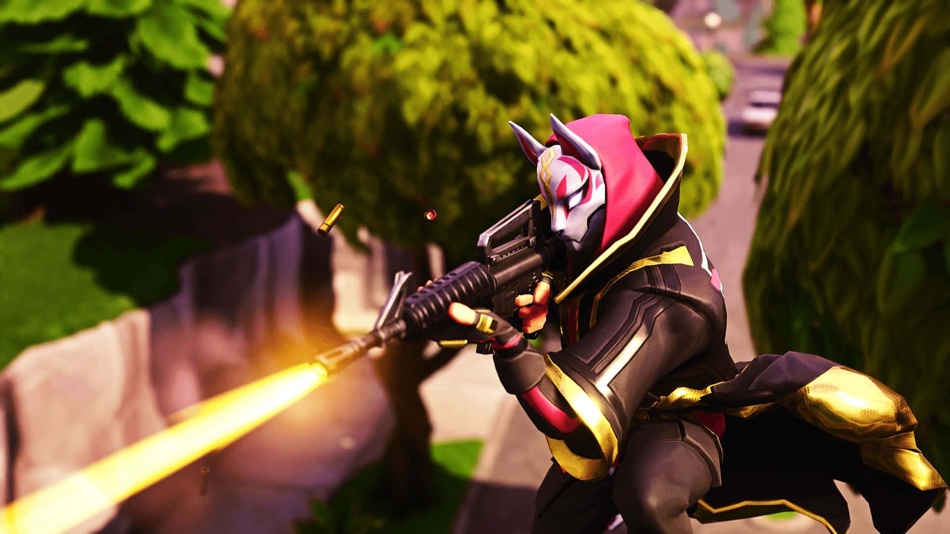 Fortnite Laptop, masked warrior, black and gold armor, Full HD Desktop Wallpaper