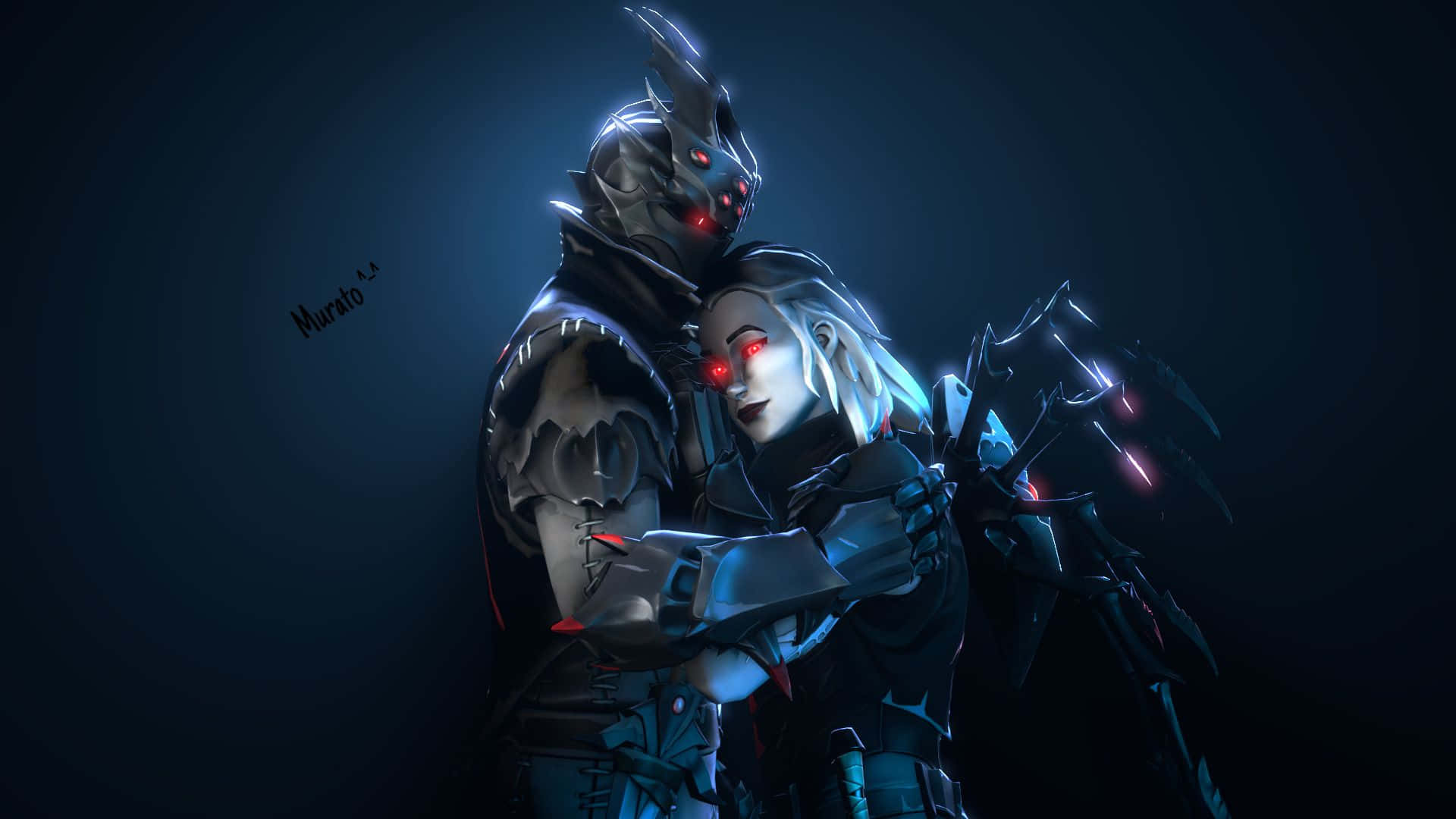 Fortnite Manic Skin, glowing red eyes, mechanical limbs, Full HD Desktop Wallpaper