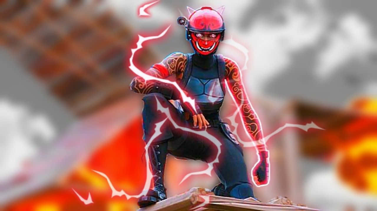 Manic Skin, Fortnite, red devil-themed, HD Desktop Wallpaper