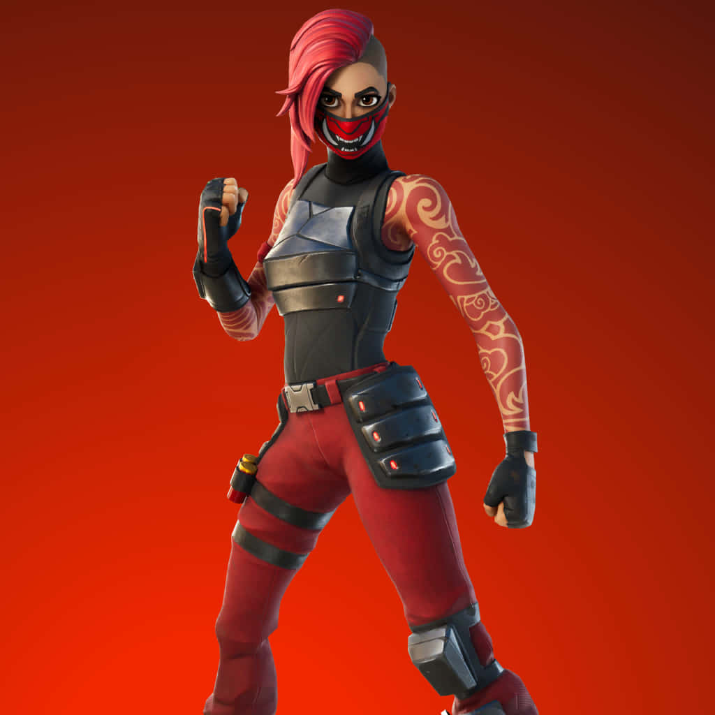 Fortnite Manic Skin, red hair, mask, SD Desktop Wallpaper