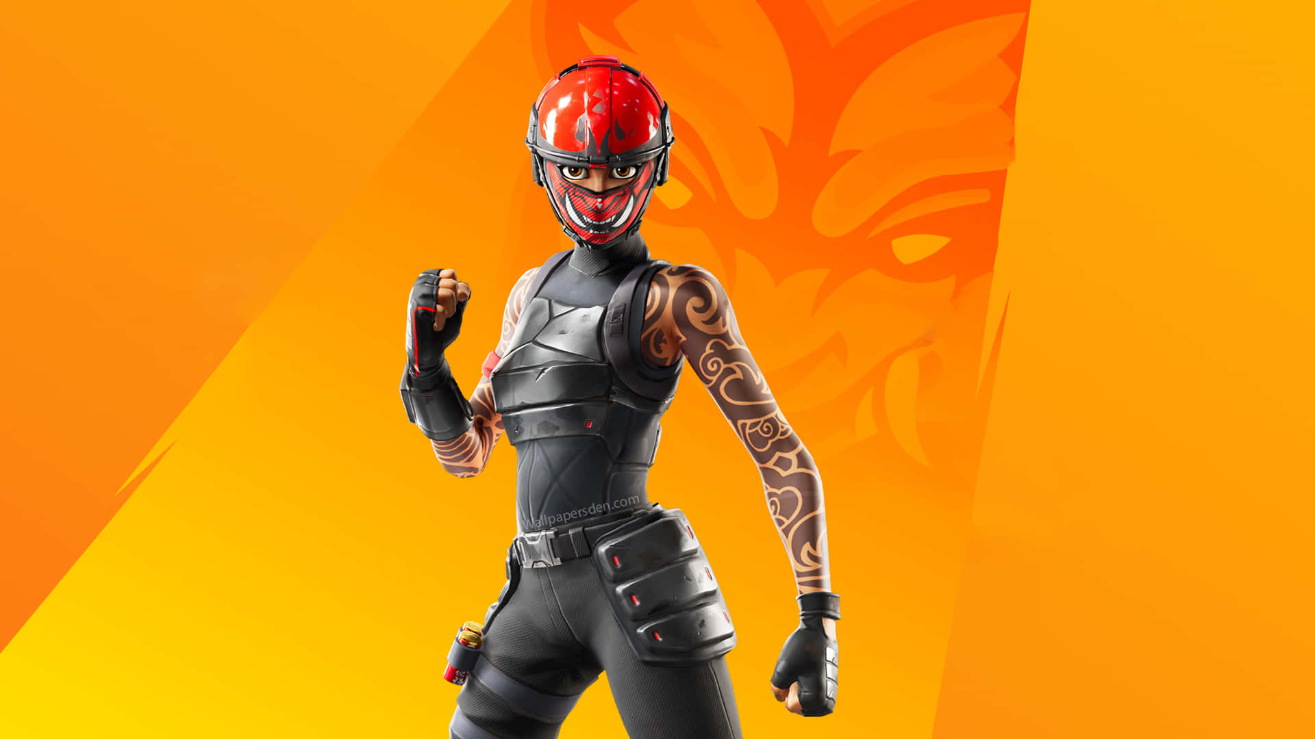 Fortnite, Manic Skin, red helmet, Full HD Desktop Wallpaper