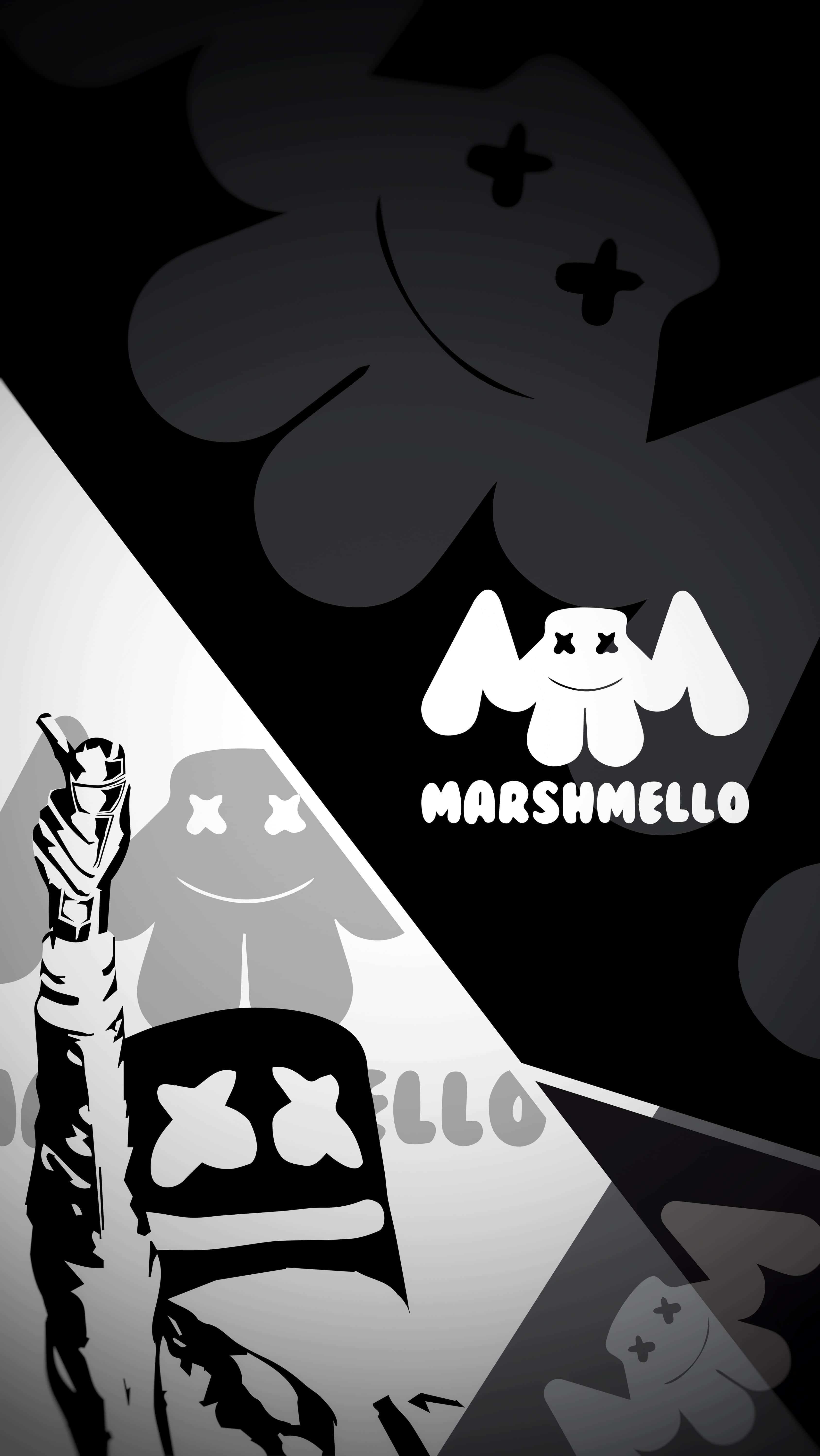 Marshmello, Fortnite, black and white graphic, 5K Phone Wallpaper