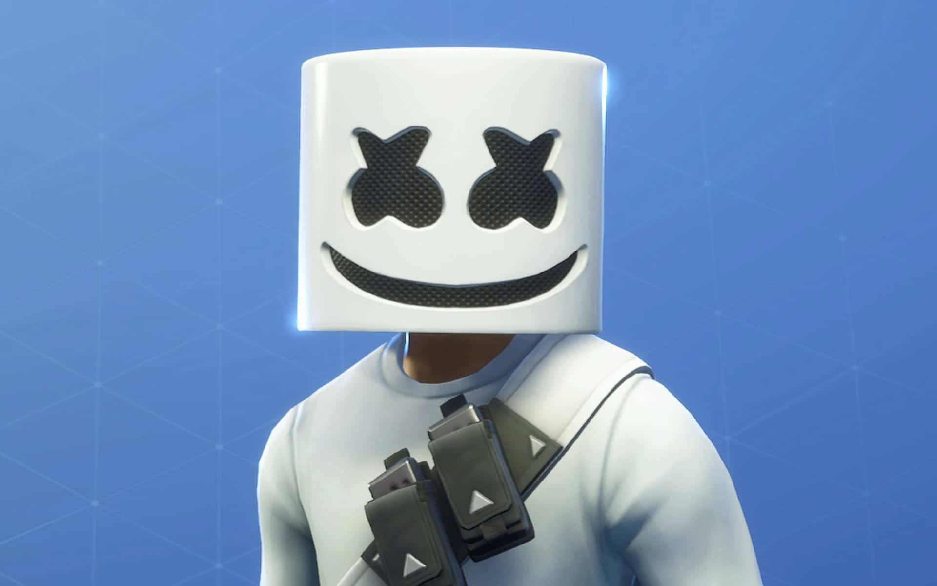 Fortnite Marshmello, white marshmallow helmet, black X eyes, Full HD Desktop Wallpaper