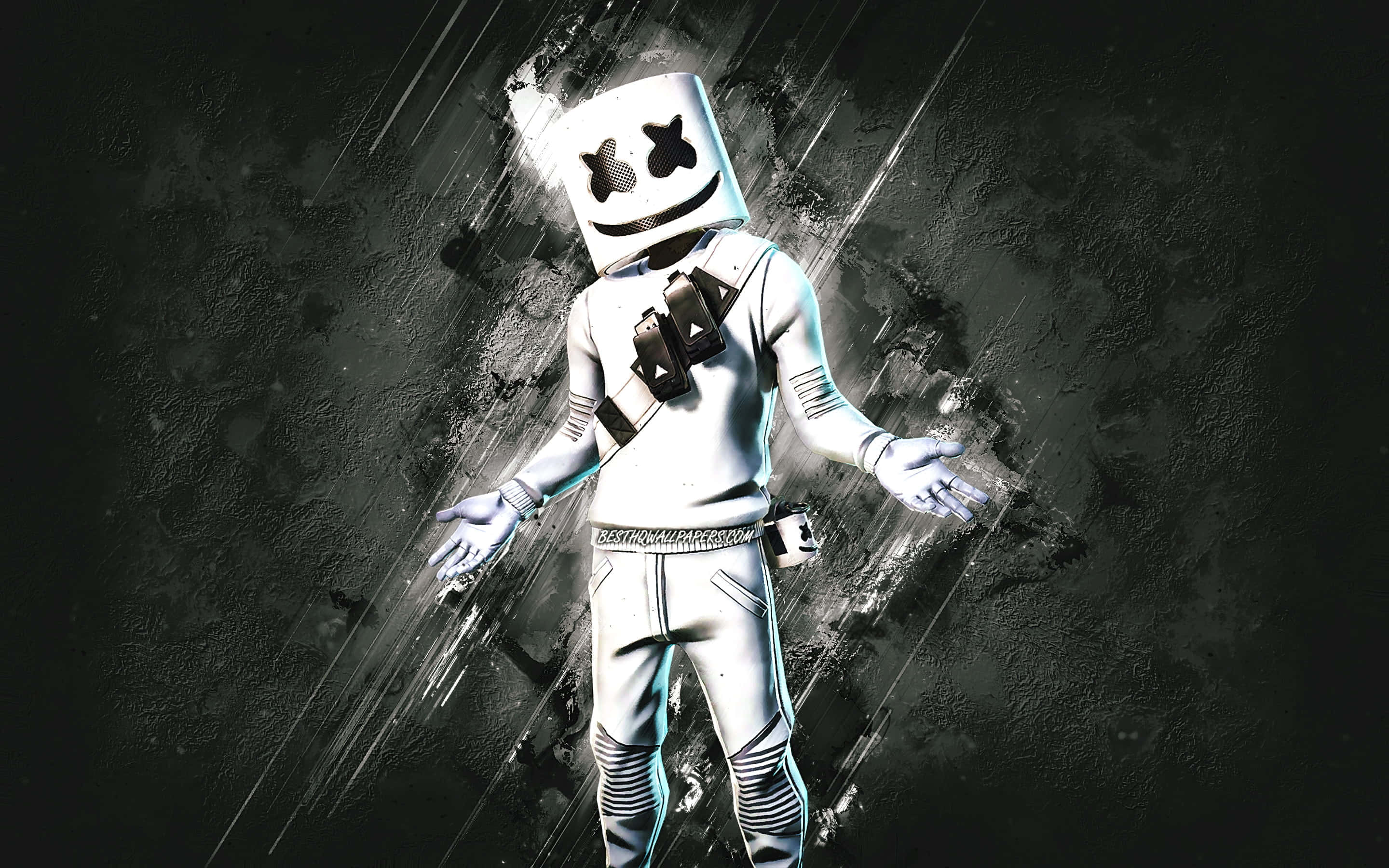 Fortnite Marshmello, white marshmallow helmet, white marshmallow suit, 2K Desktop Wallpaper