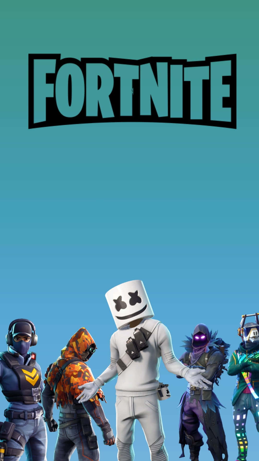 Fortnite, Marshmello, gradient teal sky, Full HD Phone Wallpaper