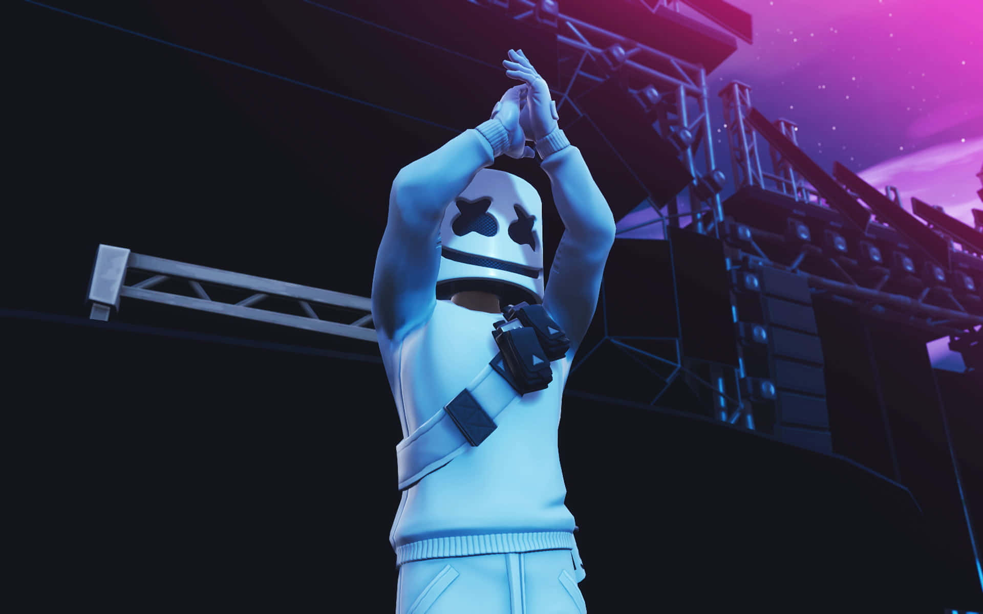Fortnite Marshmello, Marshmello, white helmet with black star cutouts, Full HD Desktop Wallpaper