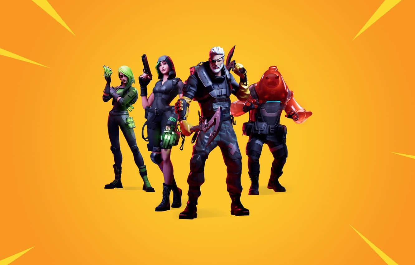 Fortnite, Orange Posters, video game characters, HD Desktop Wallpaper