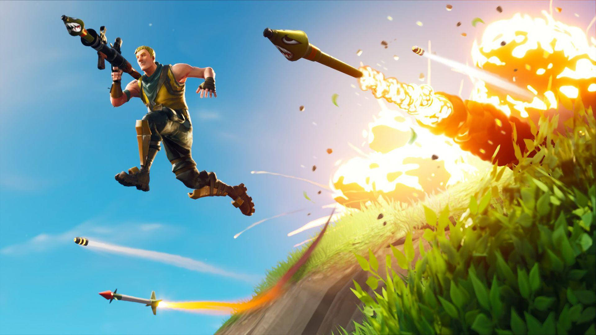 Fortnite, rocket launcher, explosions, Full HD Desktop Wallpaper