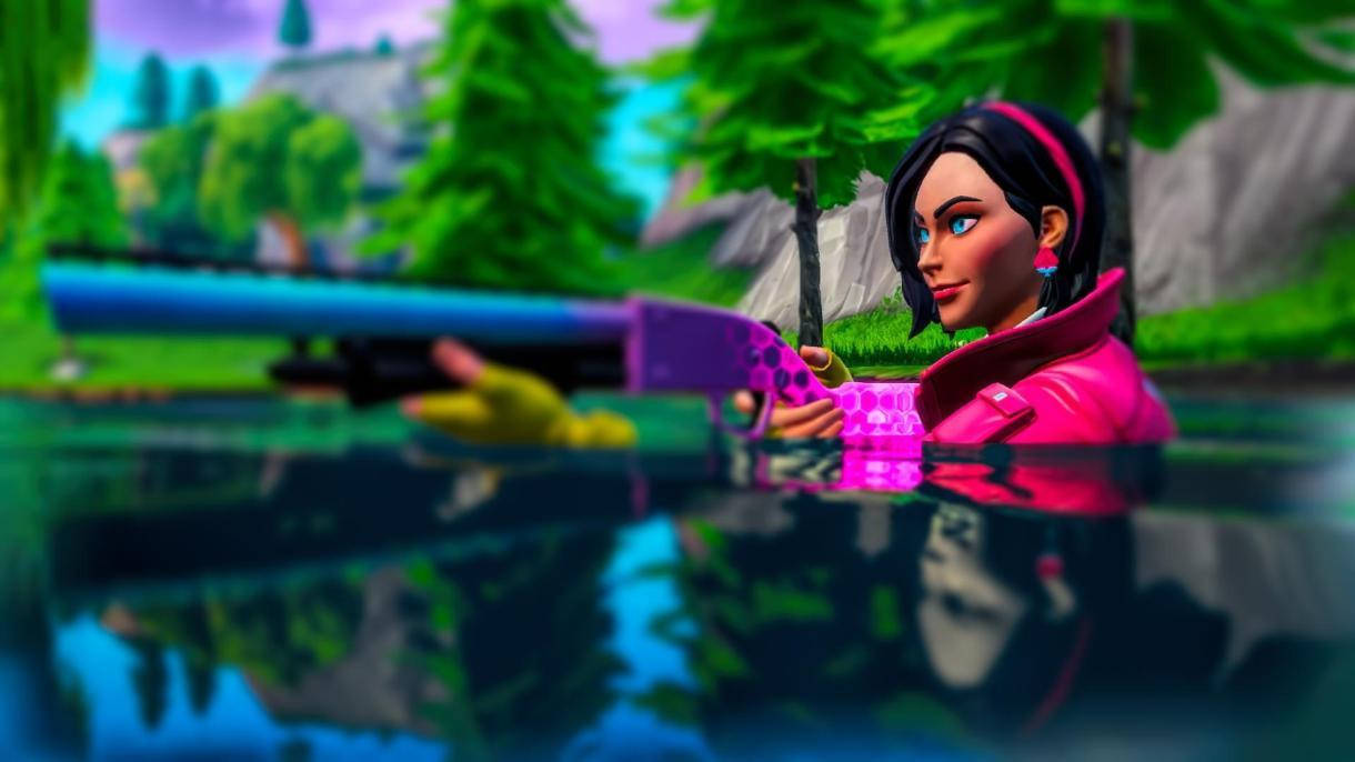 Fortnite, female character, pink jacket, SD Desktop Wallpaper
